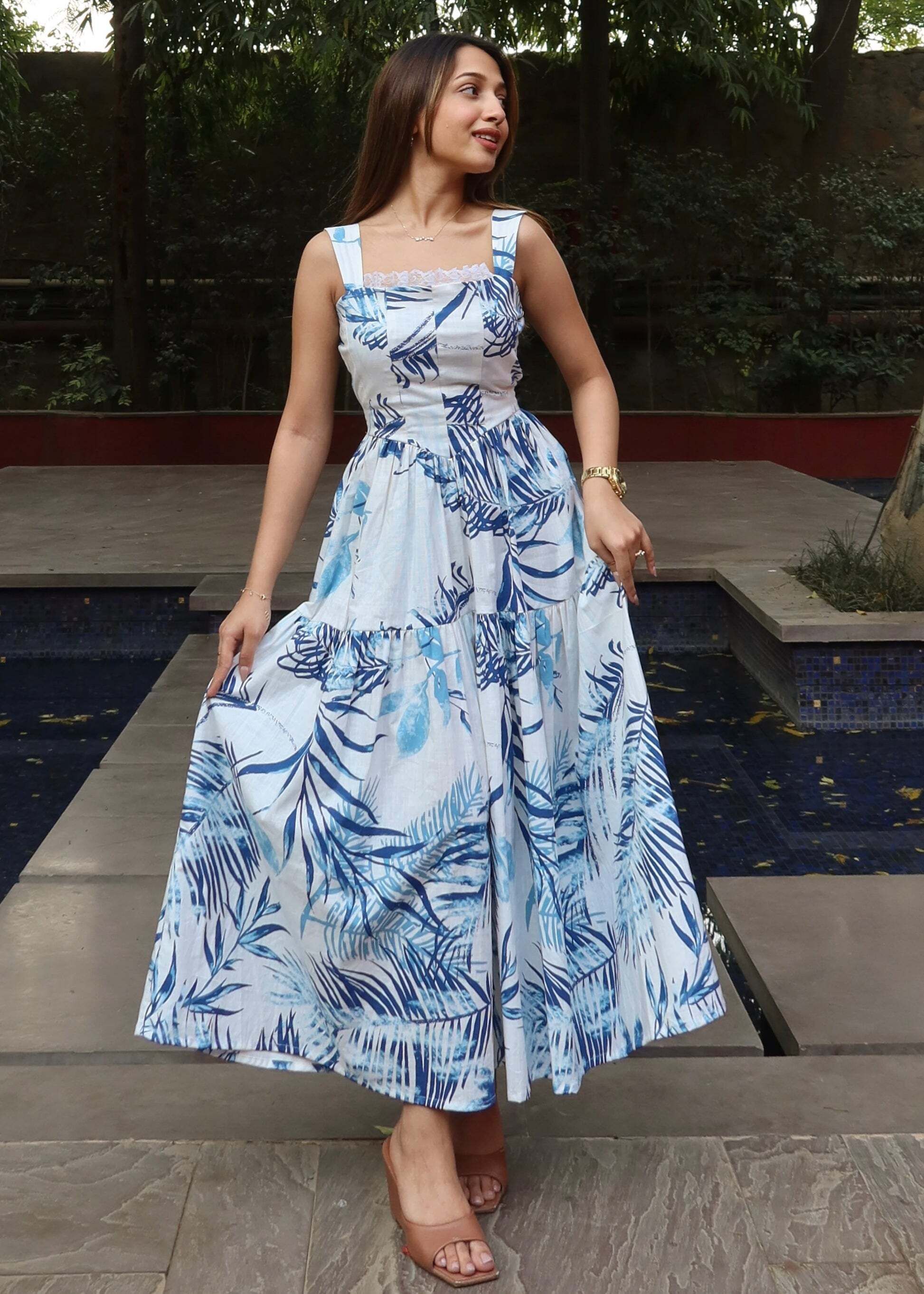 Women Maxi Blue Full Length Dress-image-23