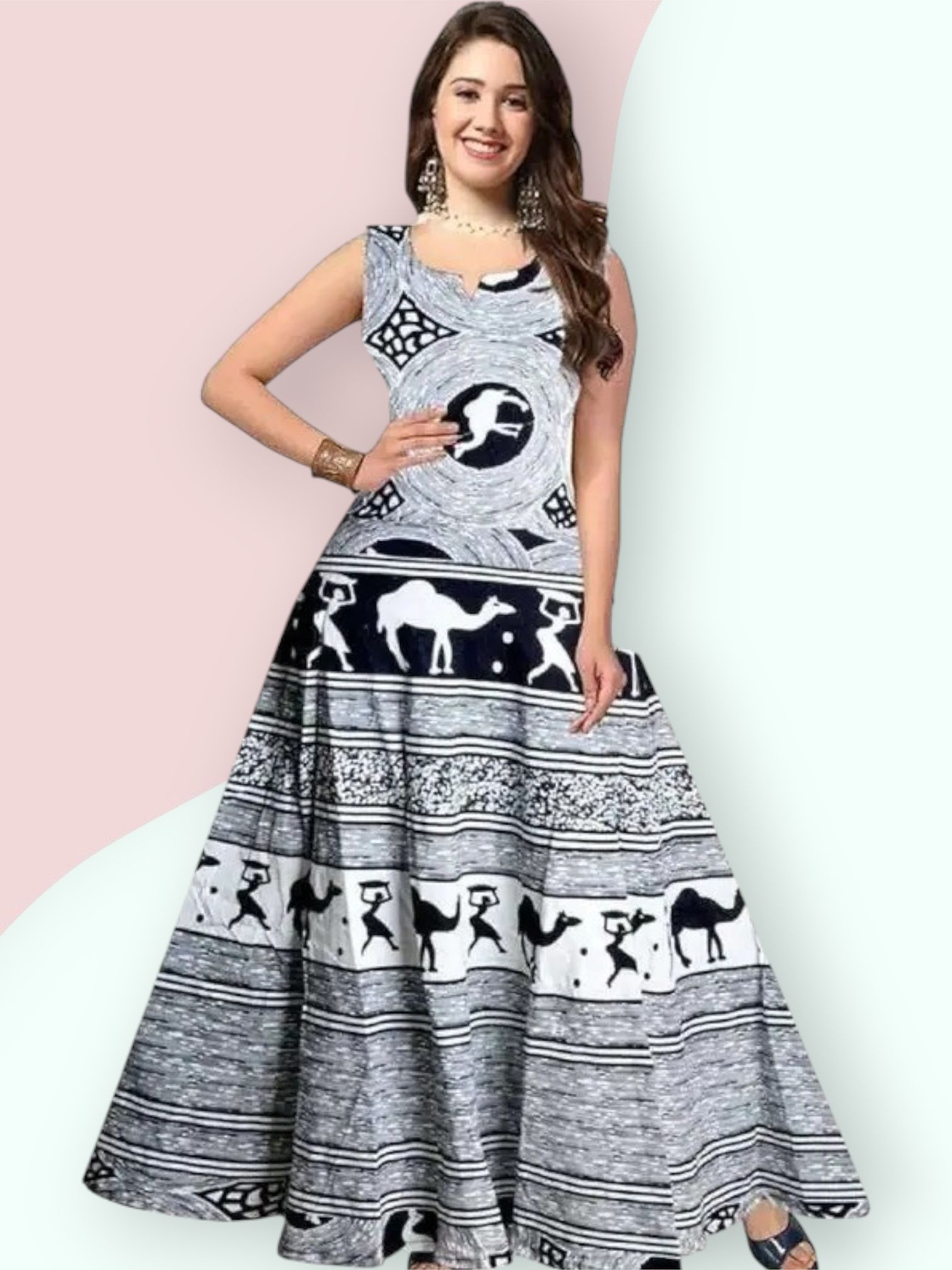 women ethnic dress black knee length dress
