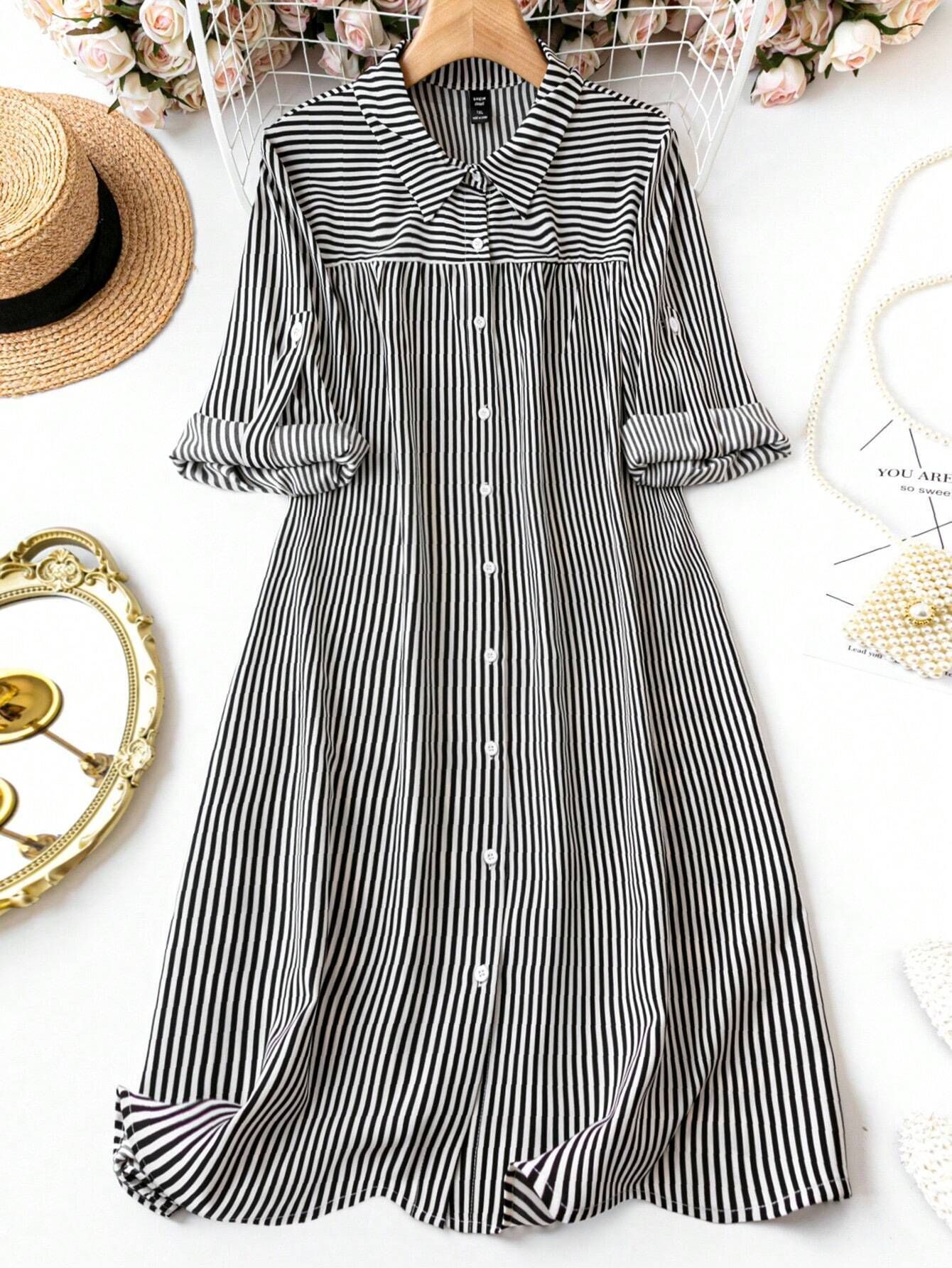 Women Fit and Flare Black, White Above Knee/Mid Thigh Length Dress-image-35