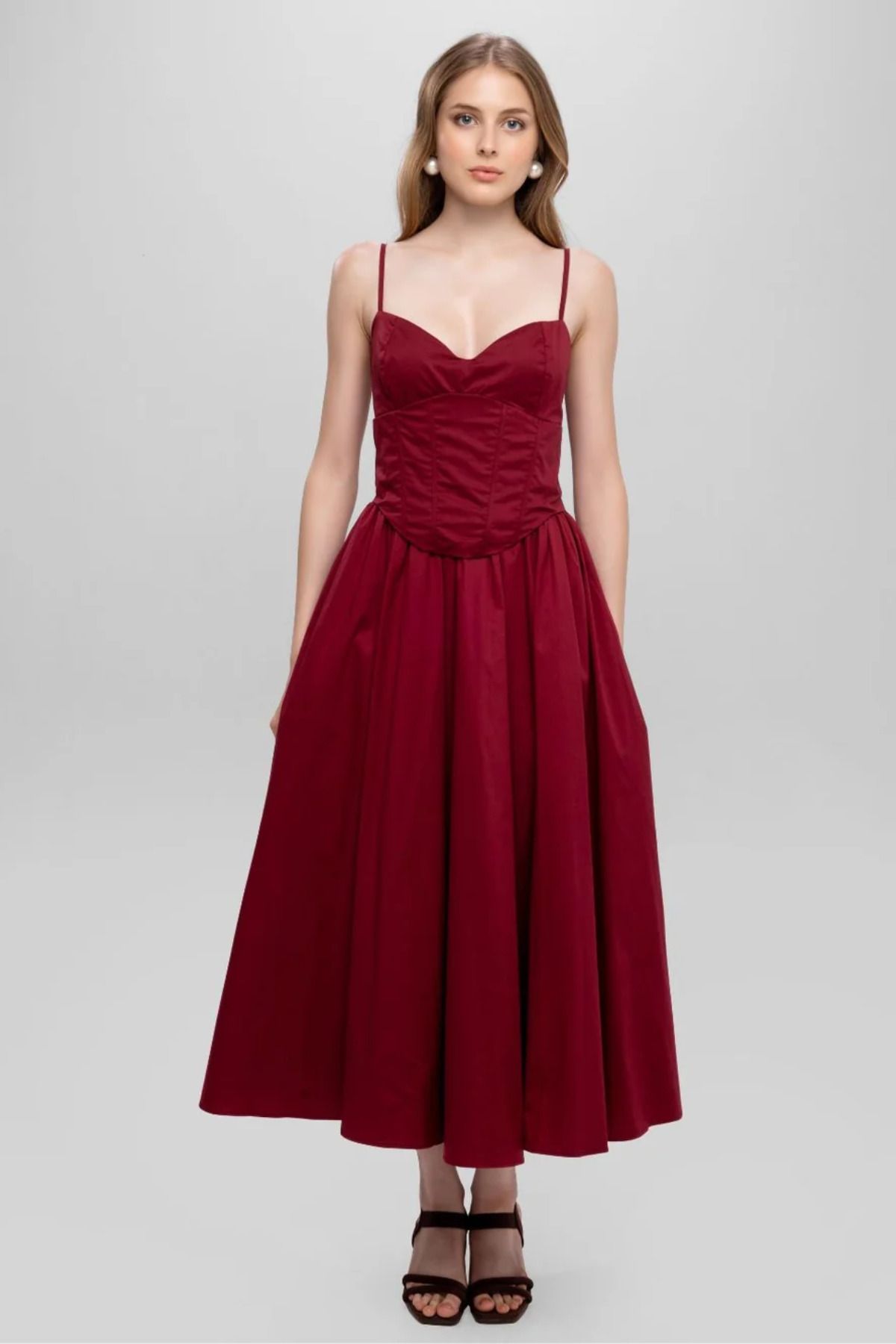boonne fashions Women Fit and Flare Red Ankle Length Dress-picture-39