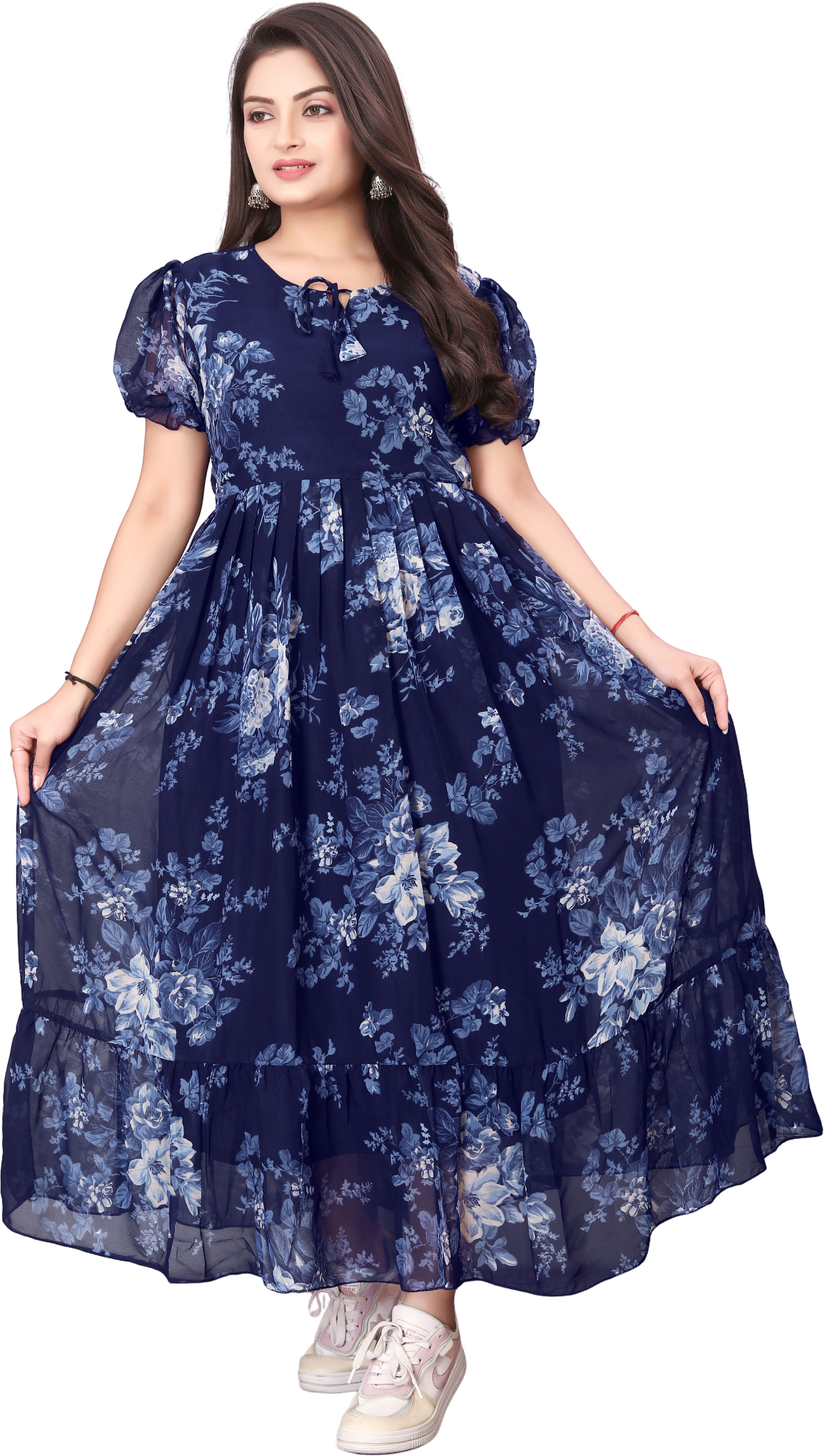 premarth Floral Print Georgette Stitched Flared/A-line Gown-picture-1