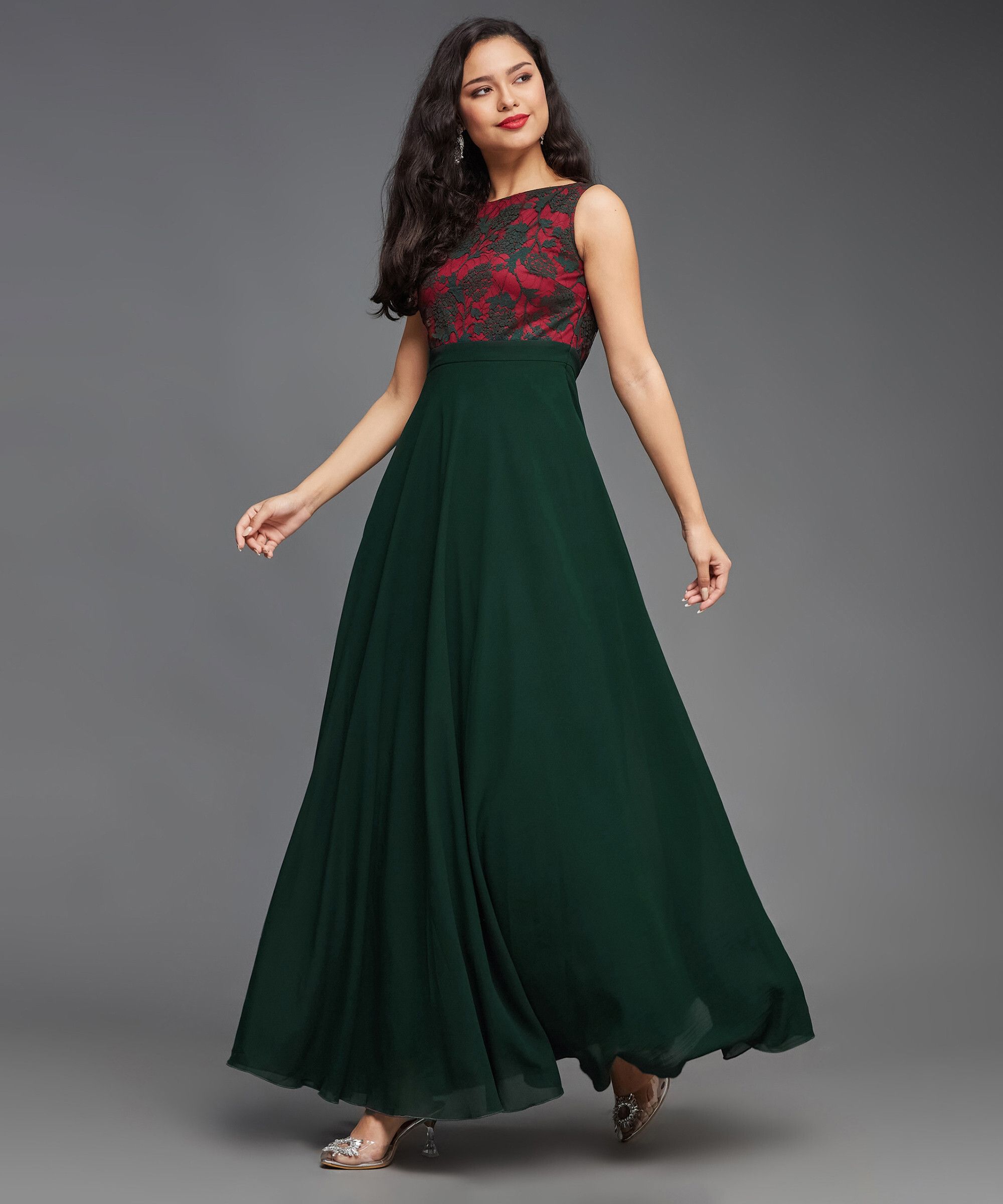 Women Gown Green Maxi/Full Length Dress-image-45