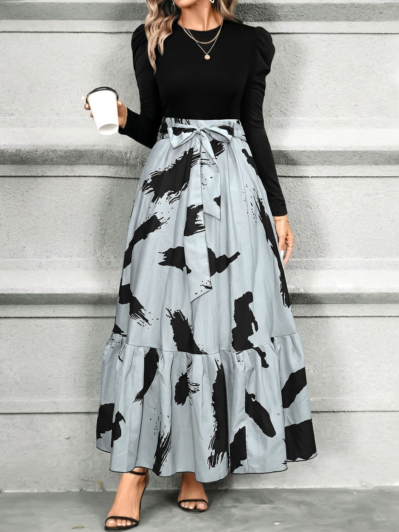 houseofcommon Women Fit and Flare Grey Maxi/Full Length Dress-picture-10