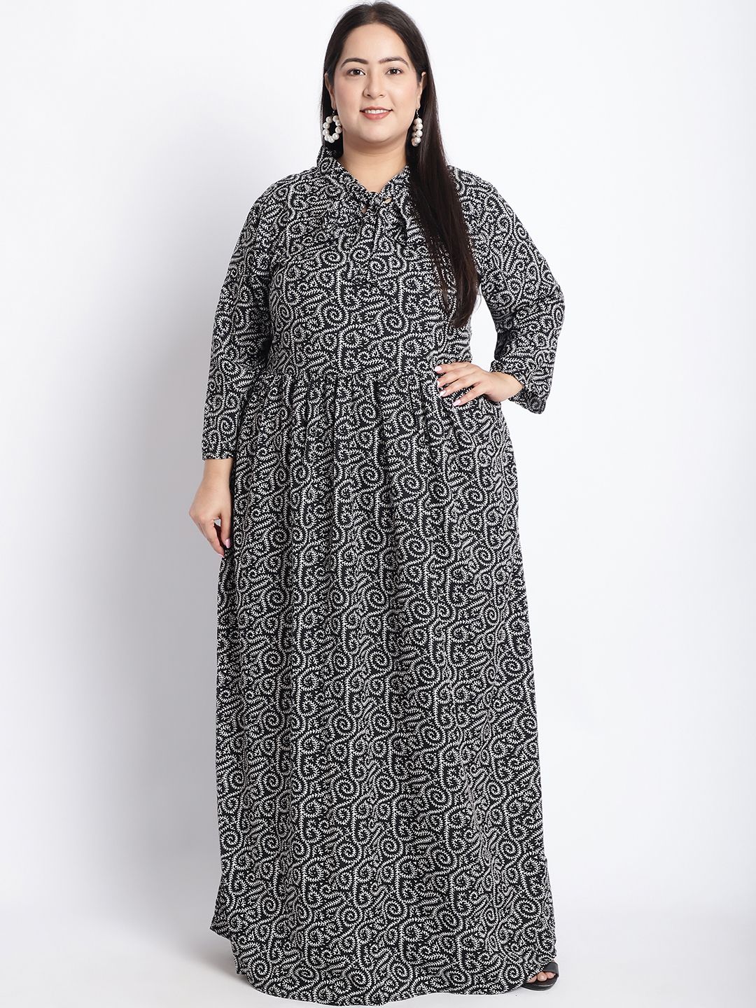 Women Maxi Black, White Full Length Dress-image-30