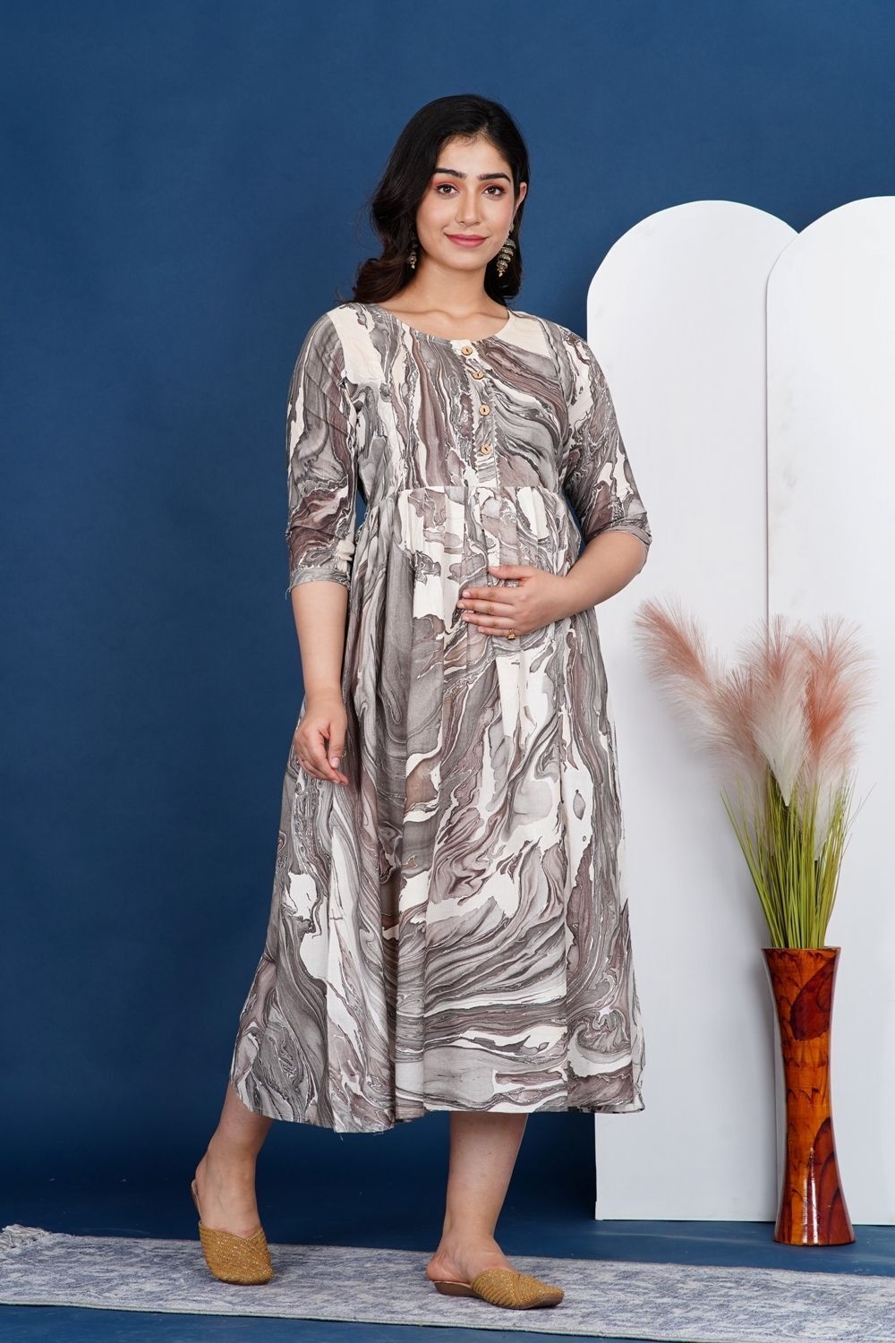 Women Maxi Brown Midi/Calf Length Dress-image-40
