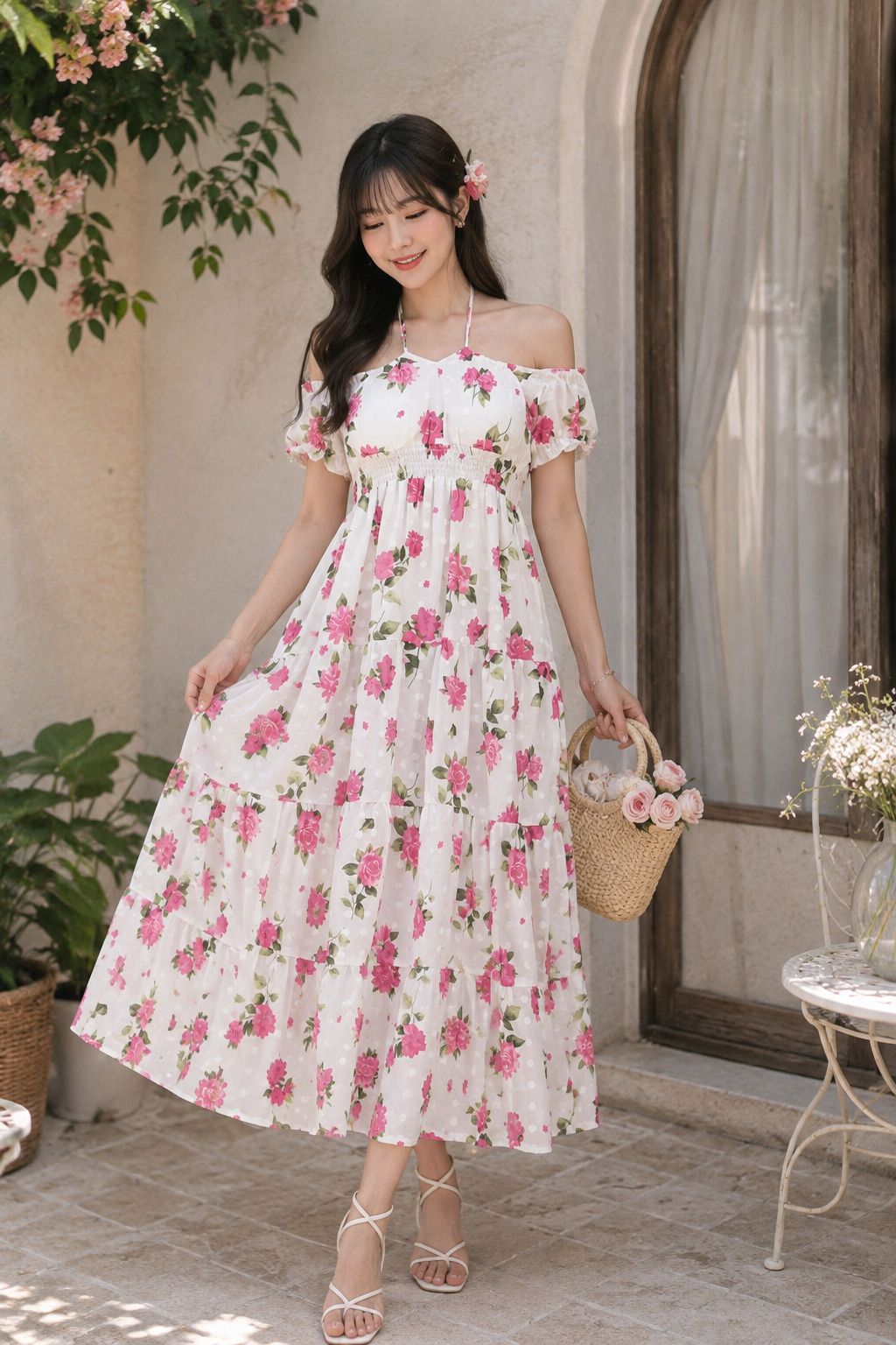 Women A-line White Maxi/Full Length Dress-image-16