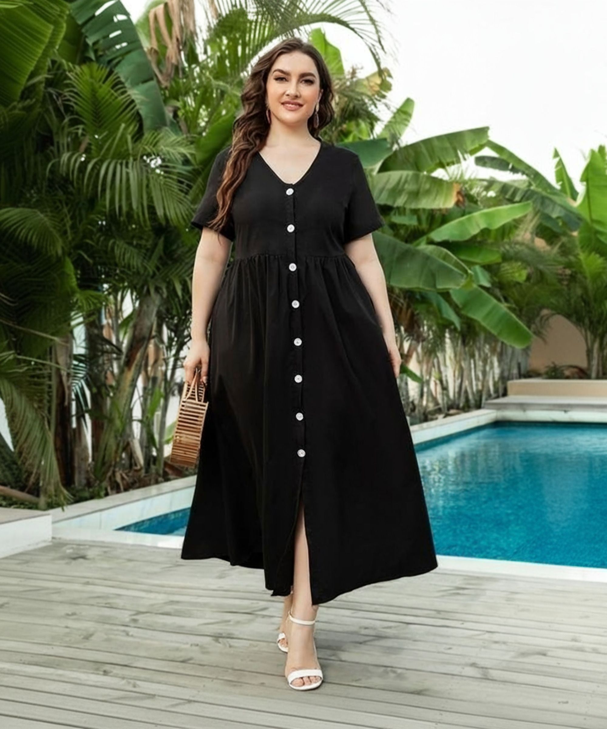 Women A-line Black Maxi/Full Length Dress-image-42