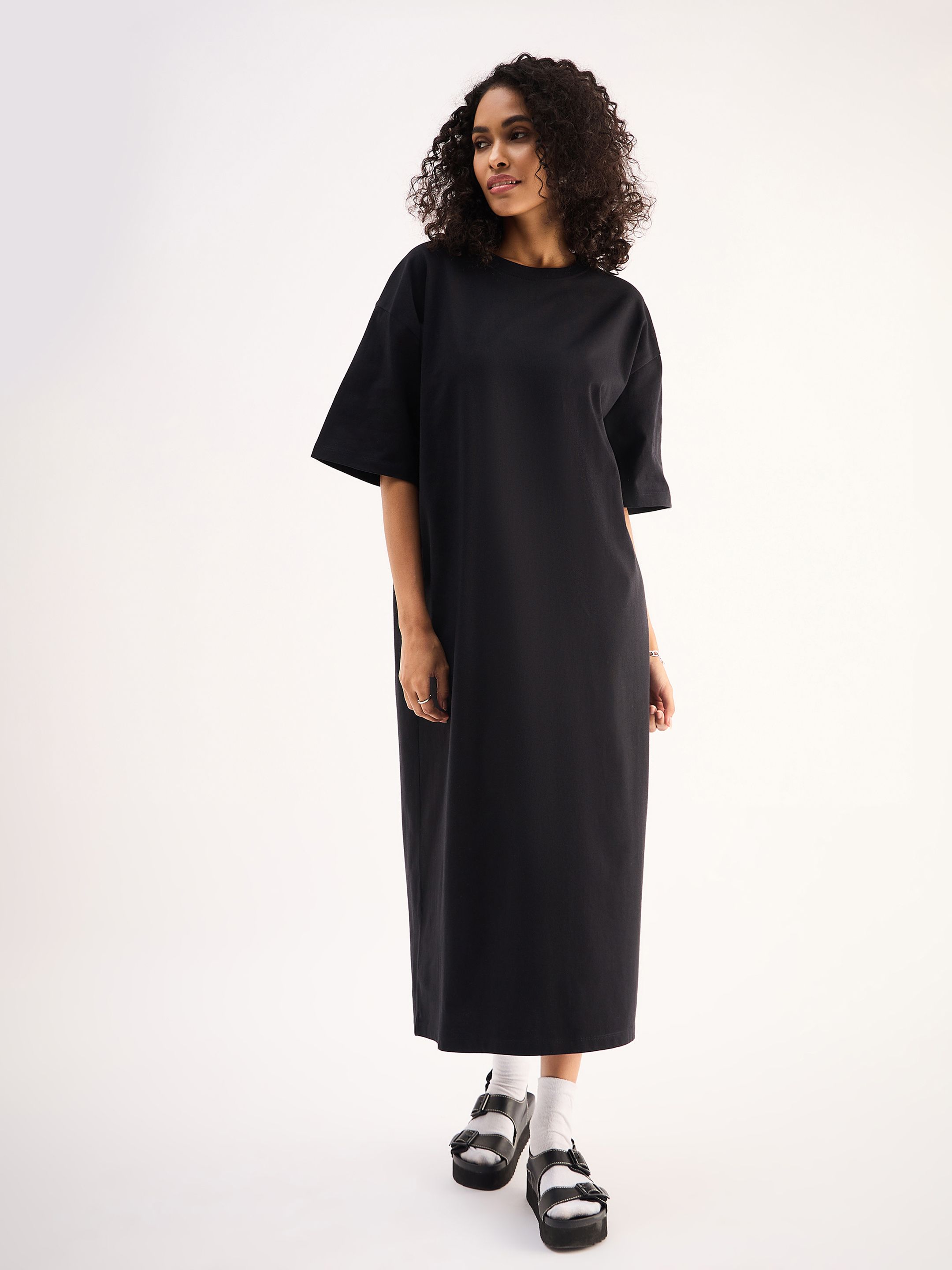 Women T Shirt Black Midi/Calf Length Dress-image-35