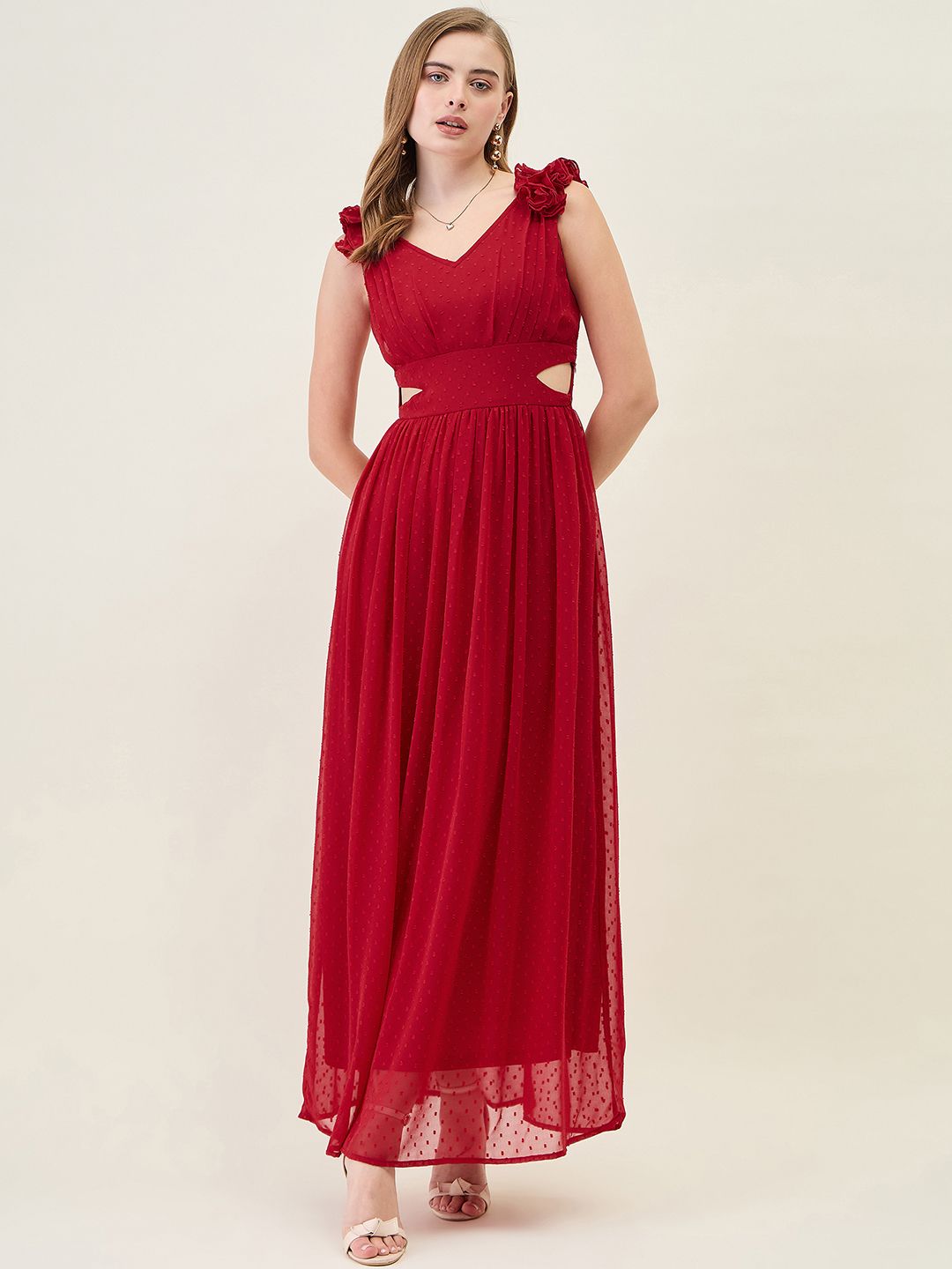 aayu Women Fit and Flare Red Maxi/Full Length Dress-picture-43