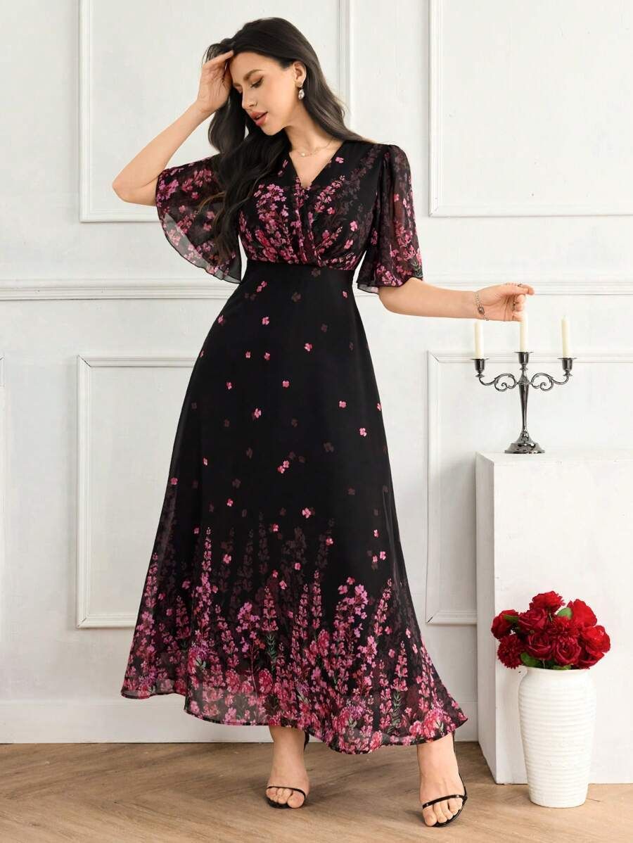 Women Fit and Flare Black Maxi/Full Length Dress-image-12