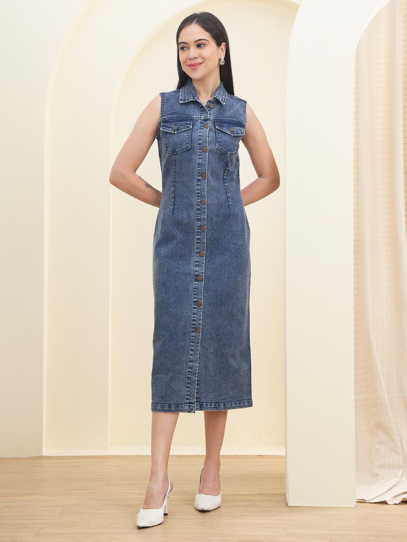 puella Women Shirt Blue Ankle Length Dress-picture-19