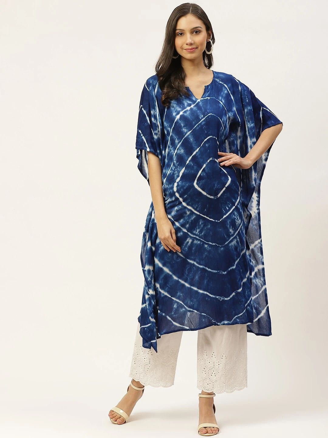 Women Kaftan Blue Below Knee Dress-image-34