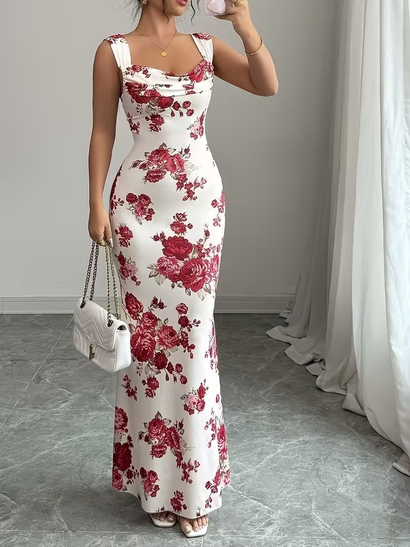 Women Bodycon White, Red Maxi/Full Length Dress-image-18