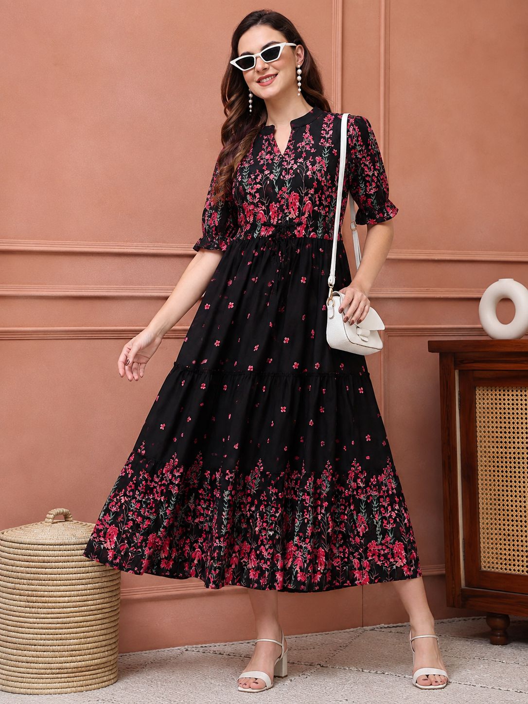 Women Fit and Flare Multicolor Midi/Calf Length Dress-image-36