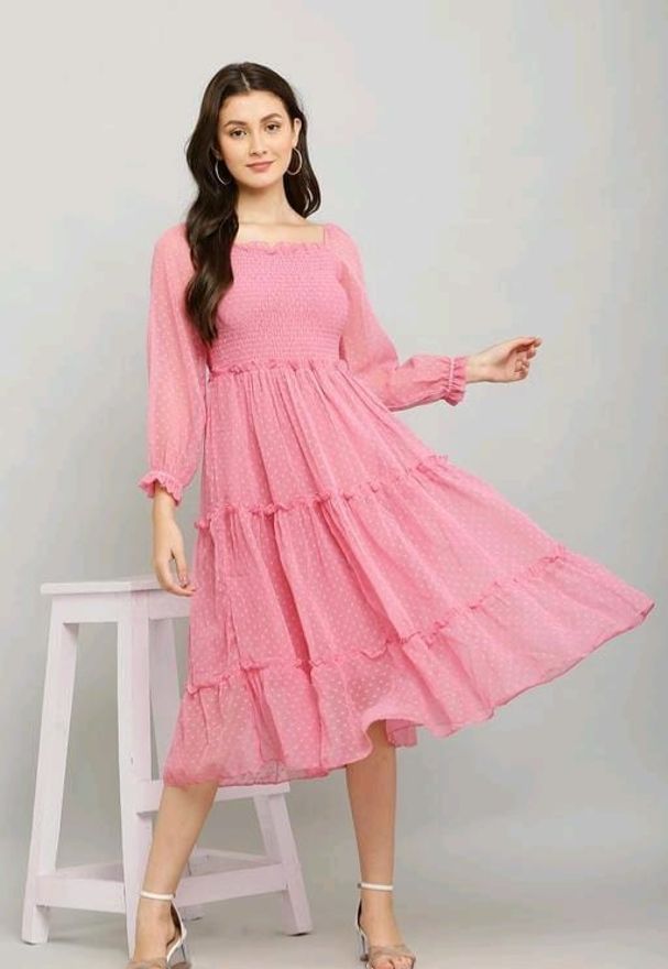 Women A-line Pink Midi/Calf Length Dress-image-44