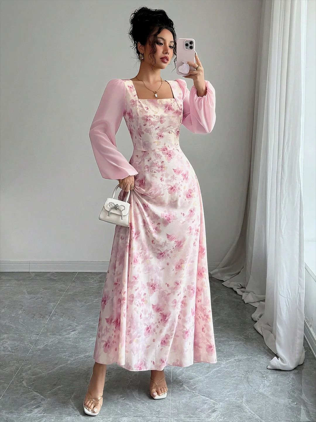 Women A-line Pink Maxi/Full Length Dress-image-22