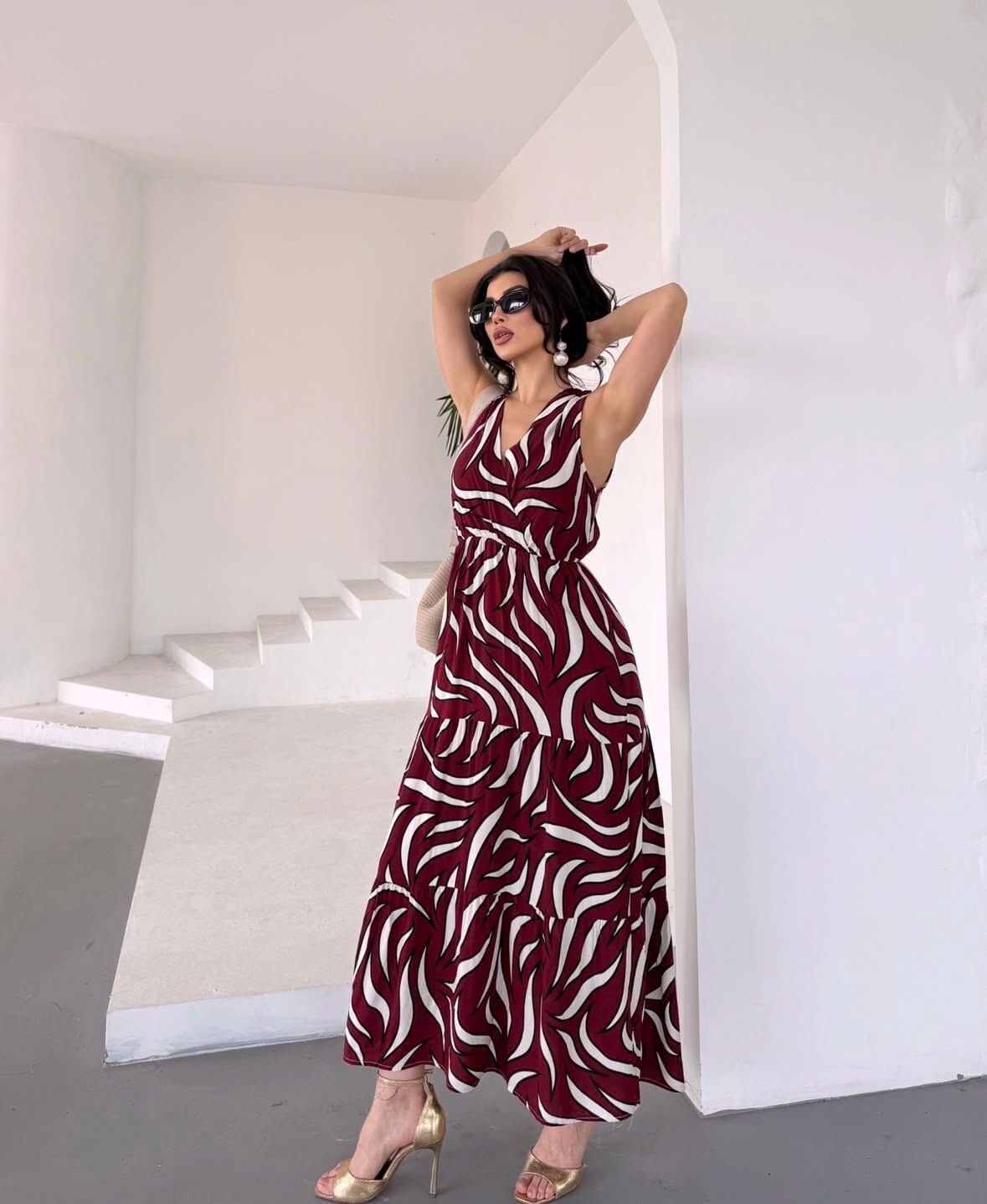 Women Maxi Maroon Full Length Dress-image-31