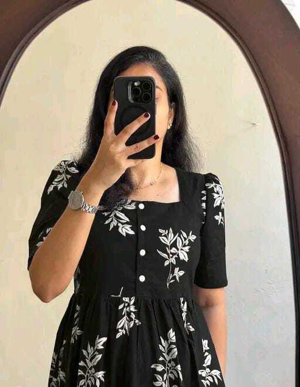 Women Ethnic Dress Black Above Knee/Mid Thigh Length Dress-image-42