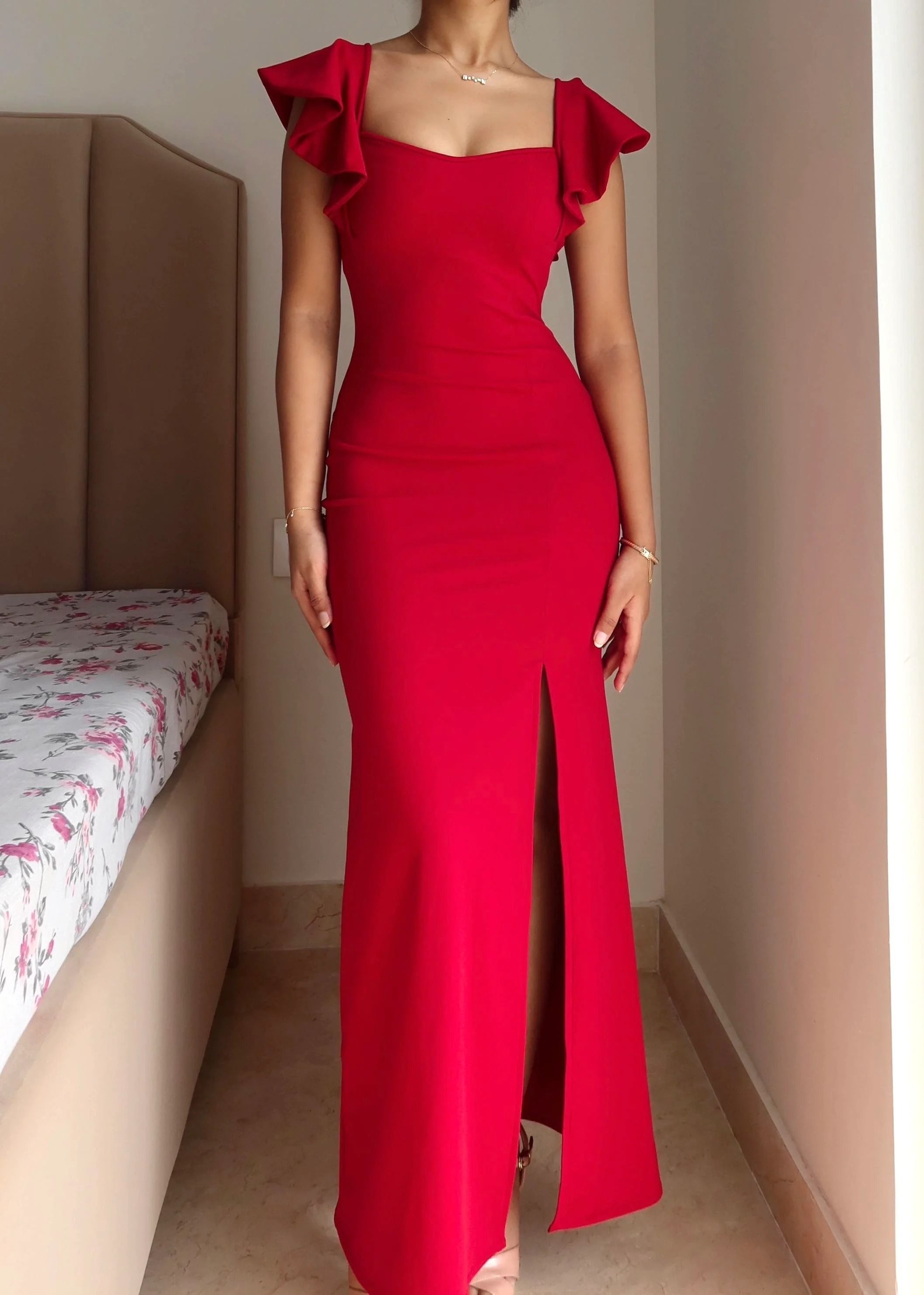 Women Bodycon Red Maxi/Full Length Dress-image-19