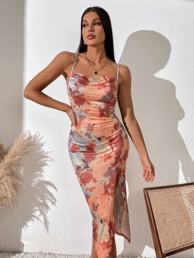 tandul Women Asymmetric Multicolor Below Knee Dress-picture-34