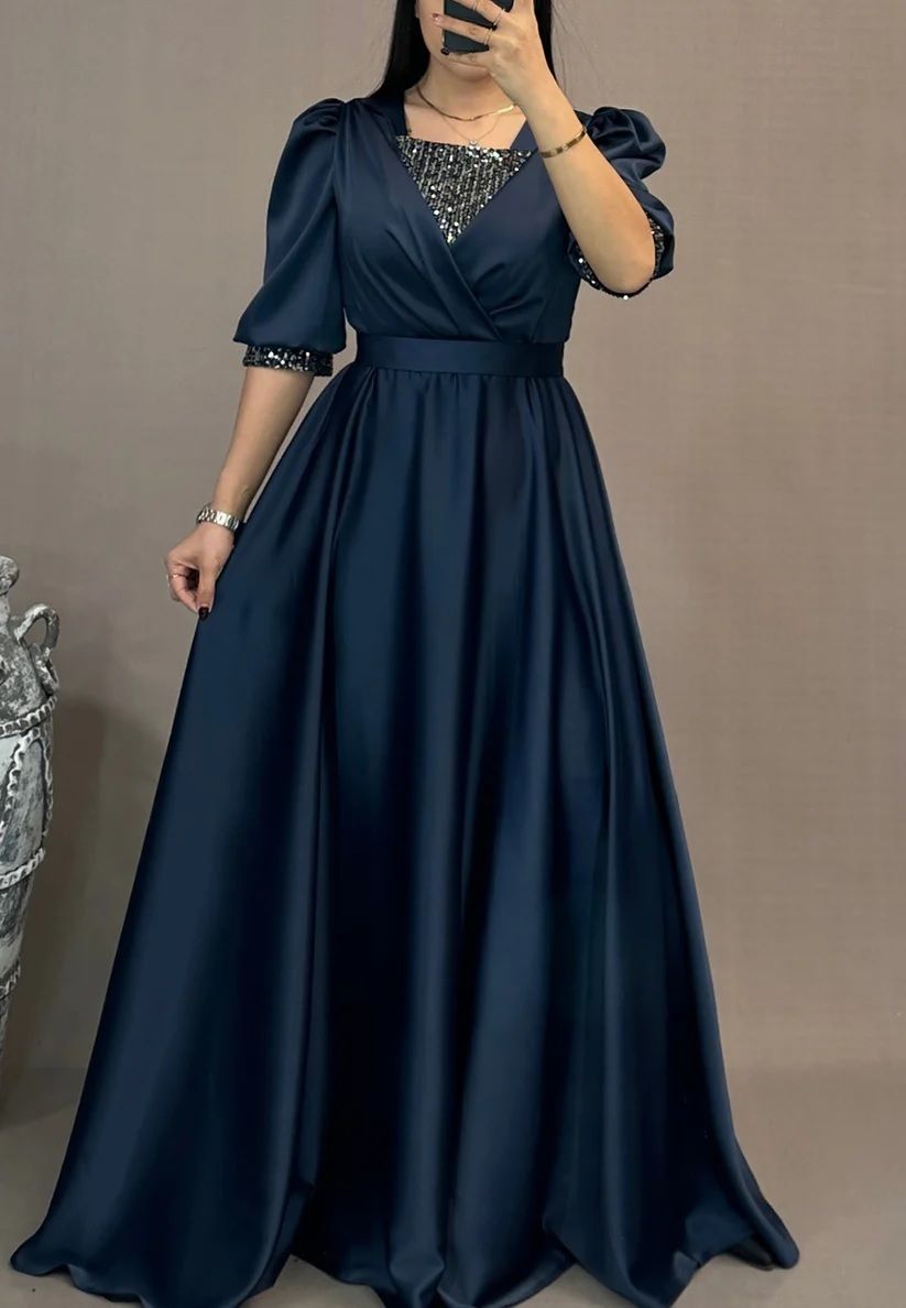 Women Gown Dark Blue Maxi/Full Length Dress-image-29