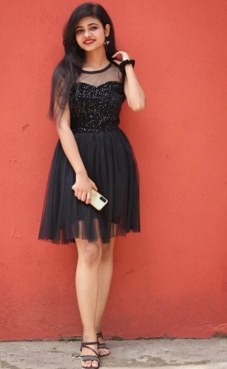 Women Fit and Flare Black Knee Length Dress-image-46