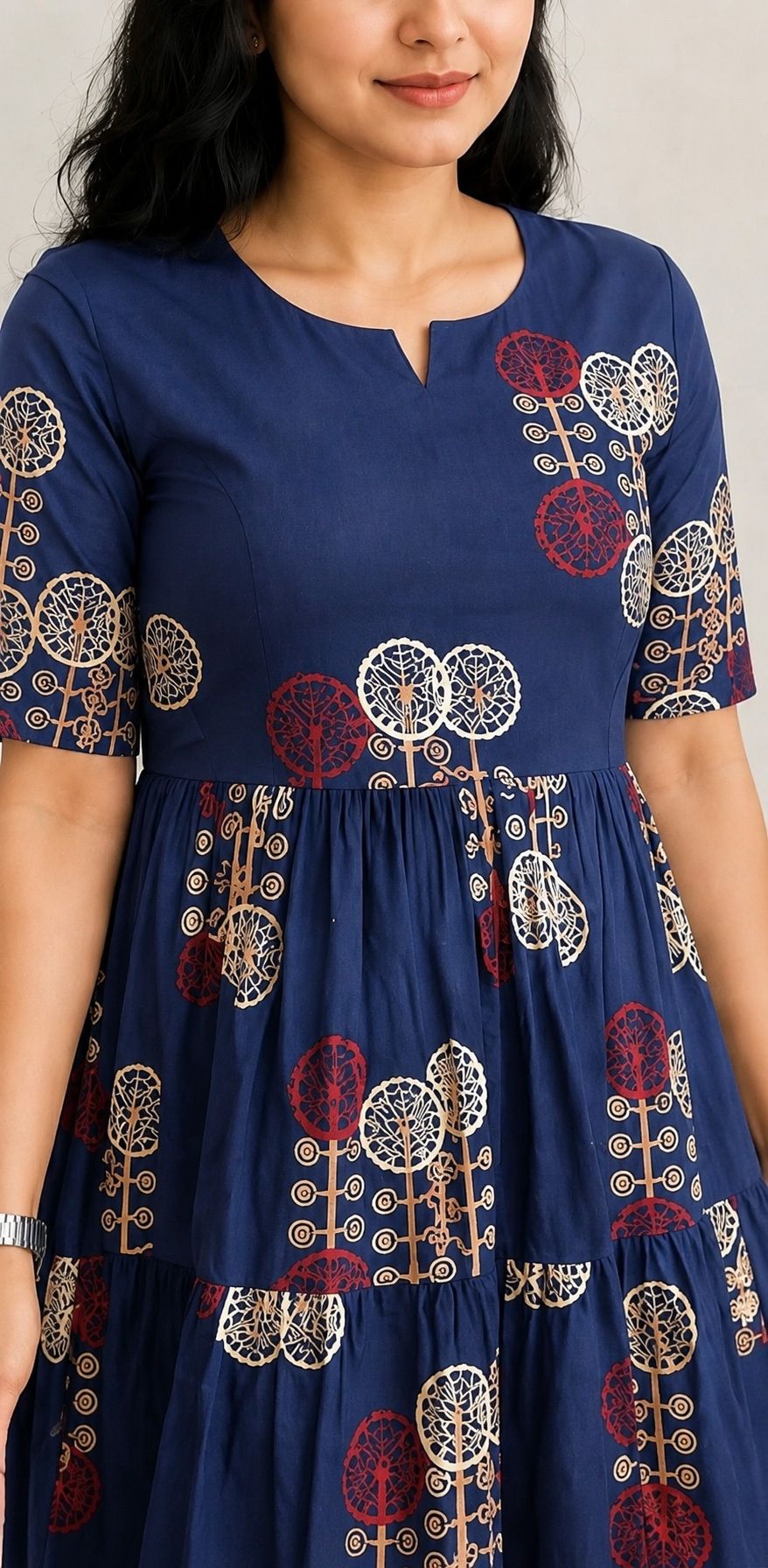 panchiraj Women Fit and Flare Blue Midi/Calf Length Dress-picture-0
