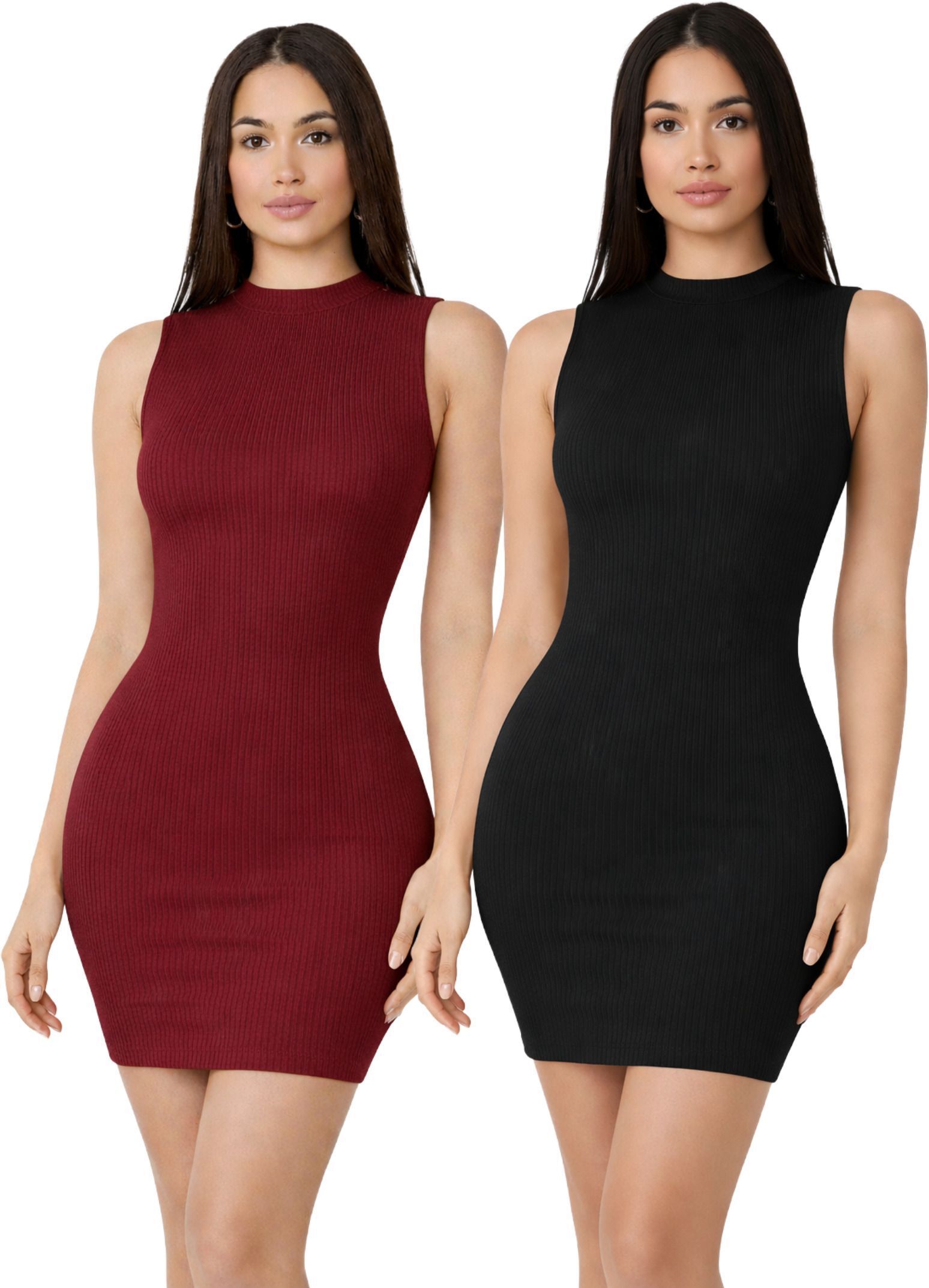 houseofcommon Women Bodycon Maroon, Black Above Knee/Mid Thigh Length Dress-picture-48