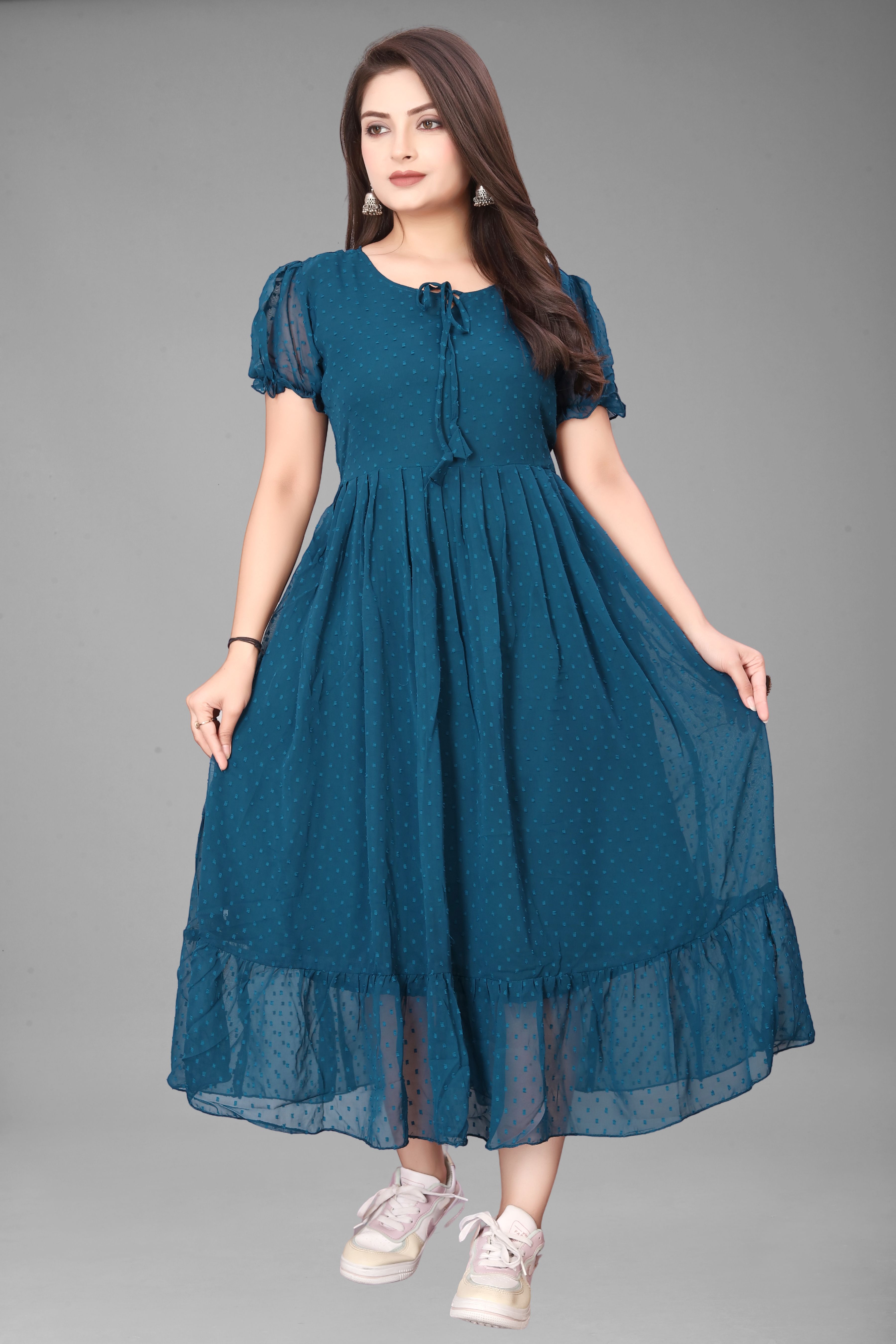 premarth Woven Georgette Stitched Flared/A-line Gown-picture-11