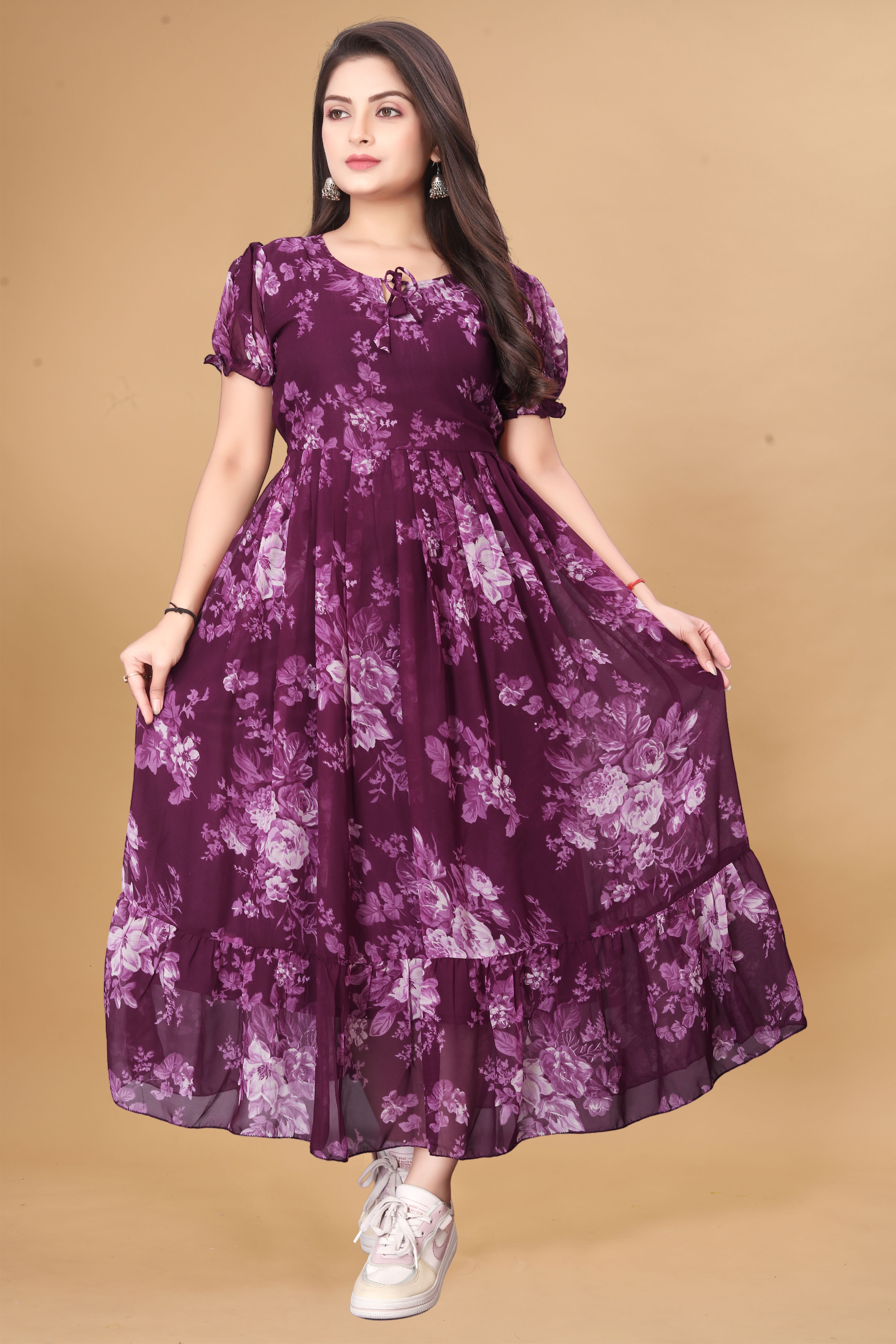 Women Maxi Purple Full Length Dress-image-10