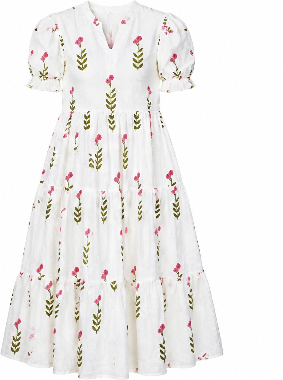 panchiraj Women Gathered White Midi/Calf Length Dress-picture-5
