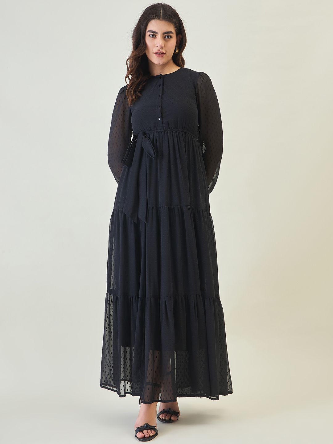Women Maxi Black Full Length Dress-image-25