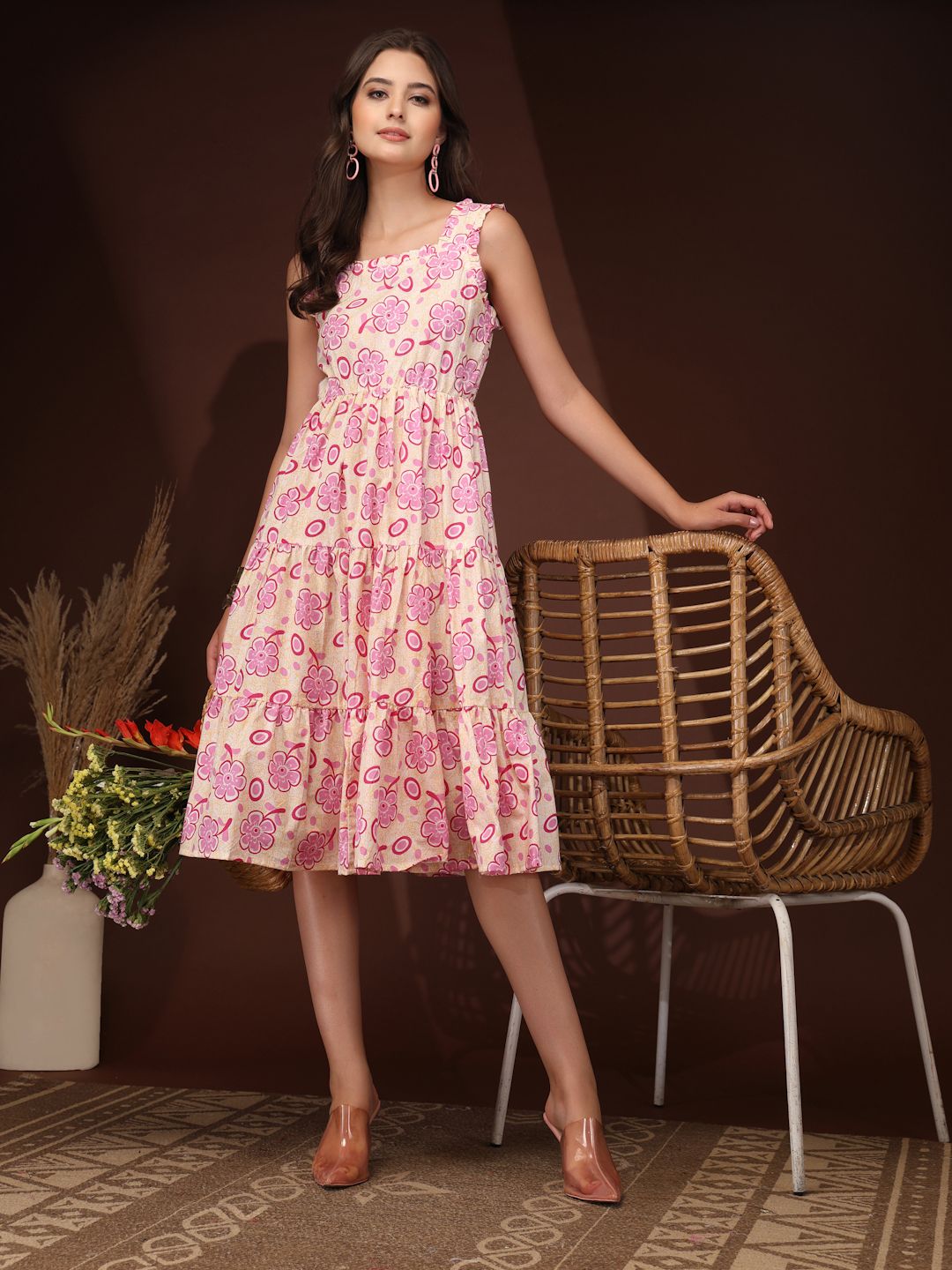 daevish Women Fit and Flare Pink Knee Length Dress-picture-17