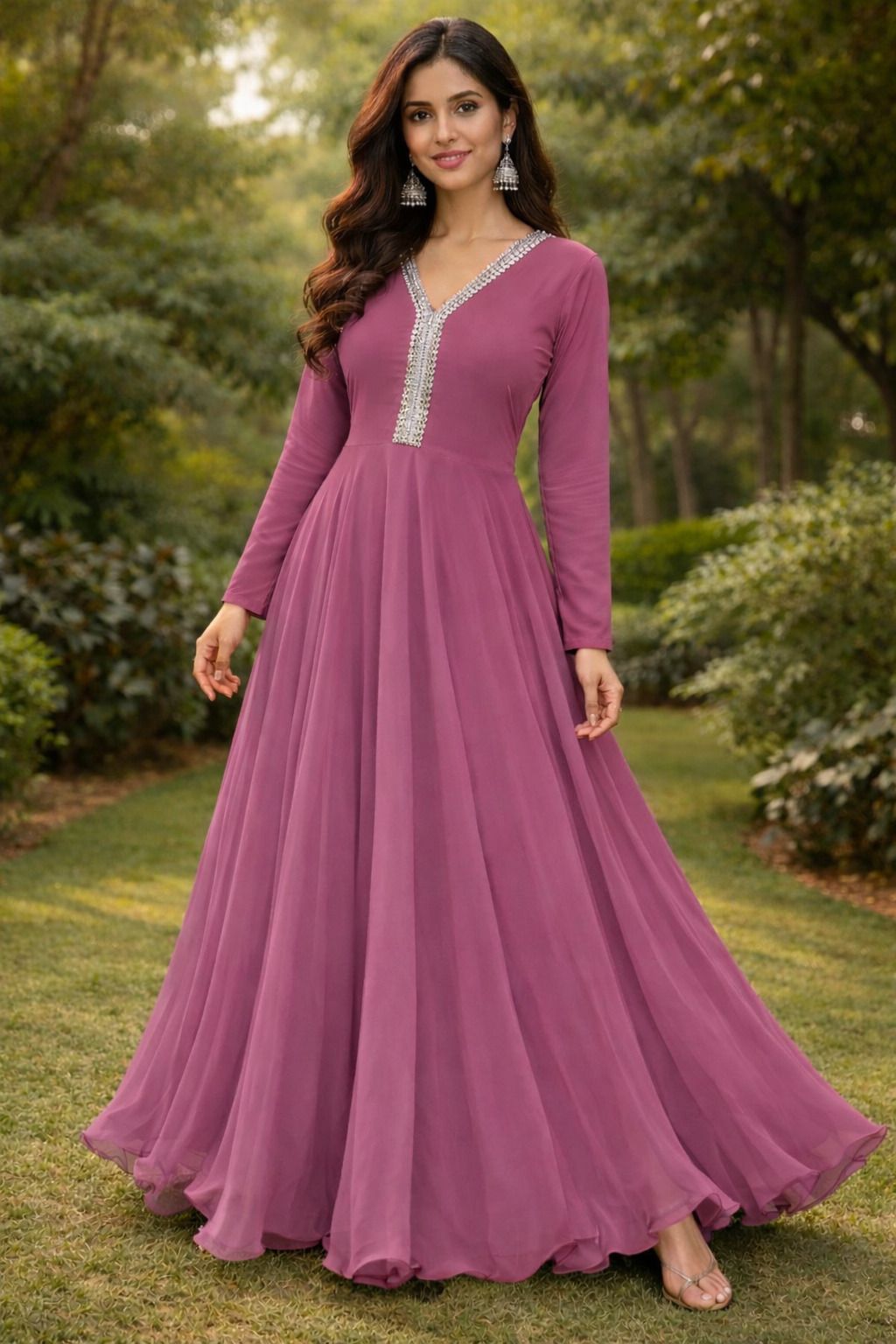 Women Fit and Flare Pink Maxi/Full Length Dress