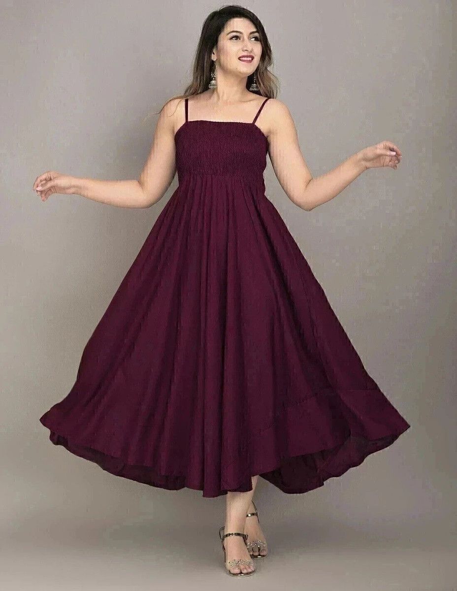 houseofcommon Women Fit and Flare Purple Maxi/Full Length Dress-picture-1