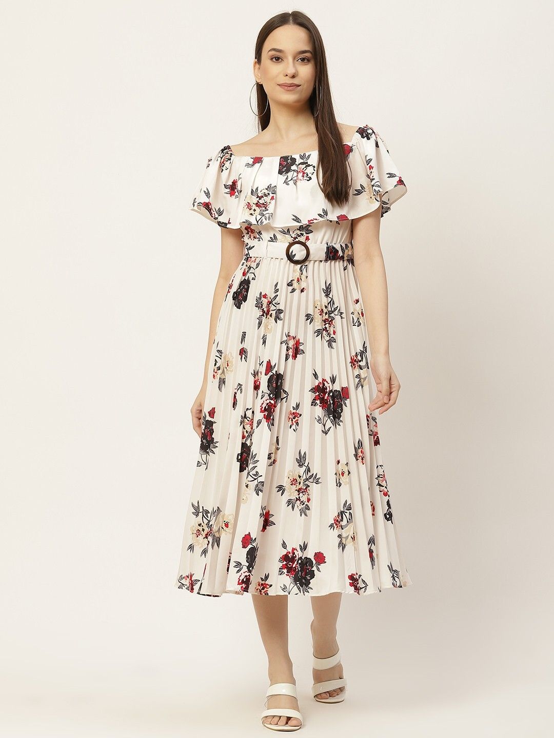 slenor Women Layered White Midi/Calf Length Dress-picture-28