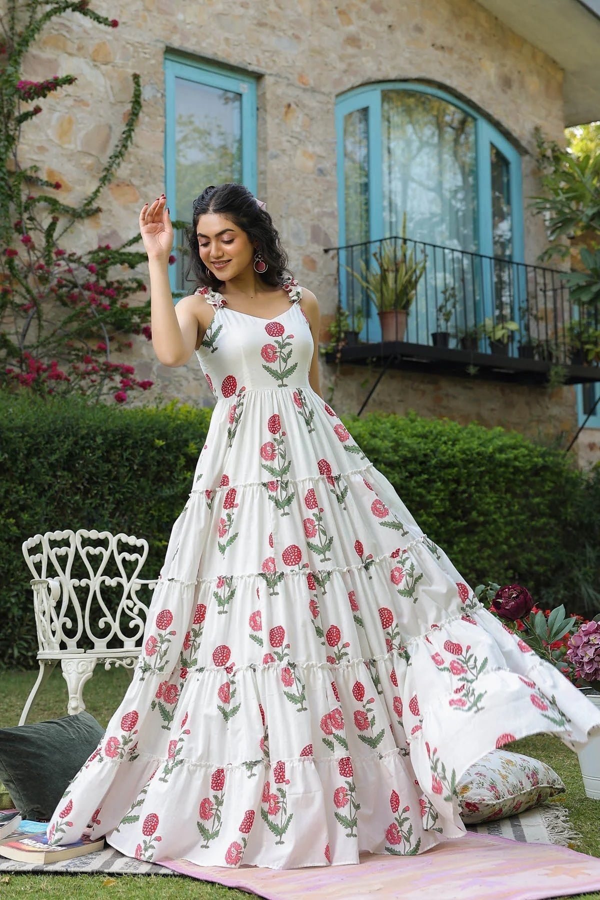 Women Ethnic Dress White Ankle Length Dress-image-17