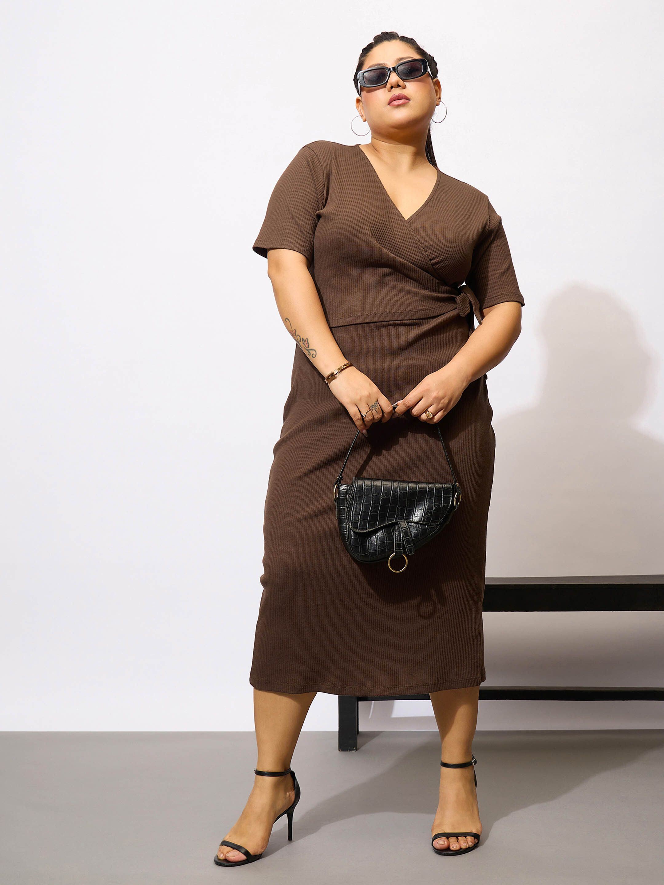 sassafras curve Women Wrap Brown Midi/Calf Length Dress-picture-42