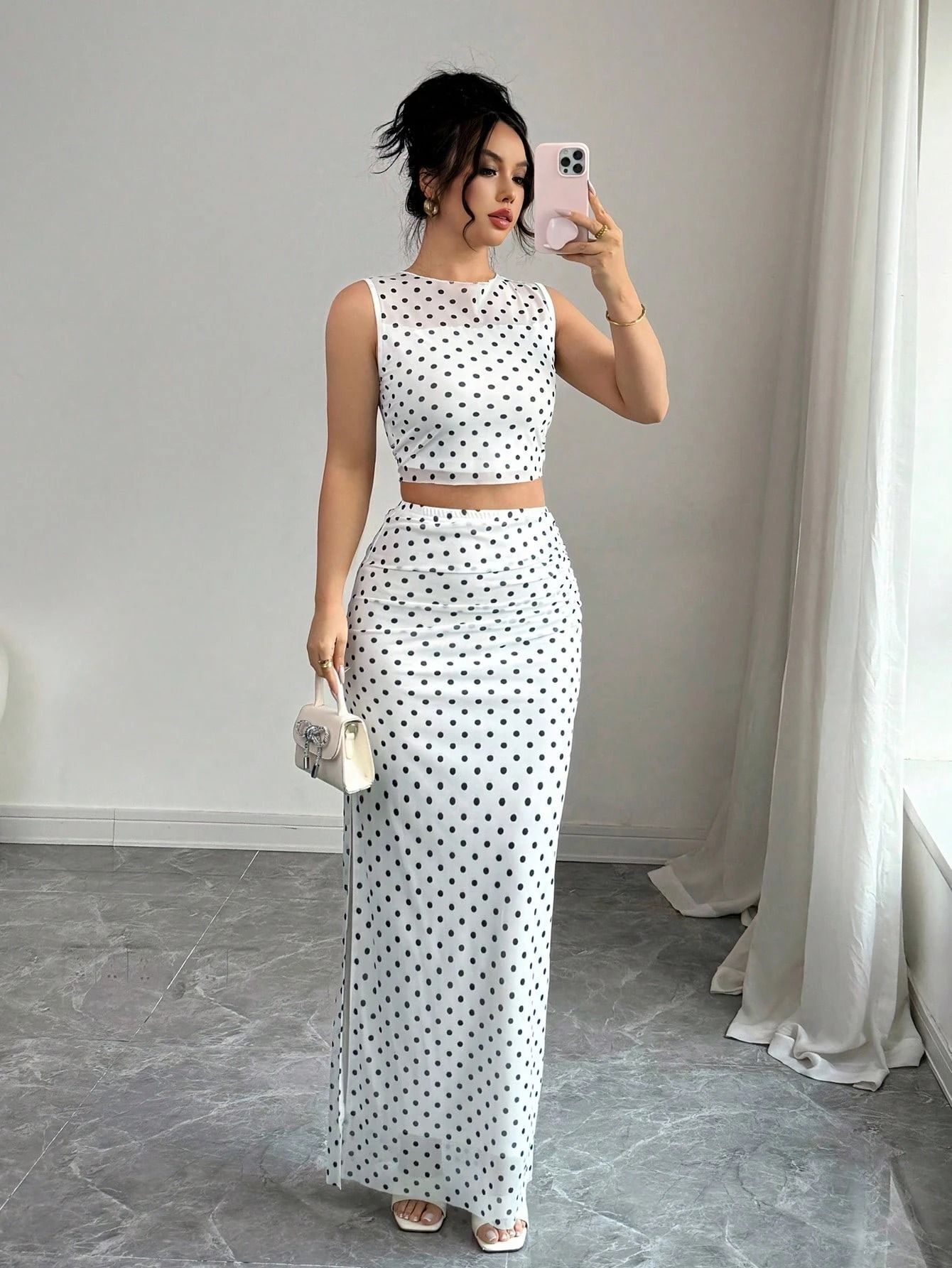 Women Two Piece Dress White Maxi/Full Length Dress-image-21