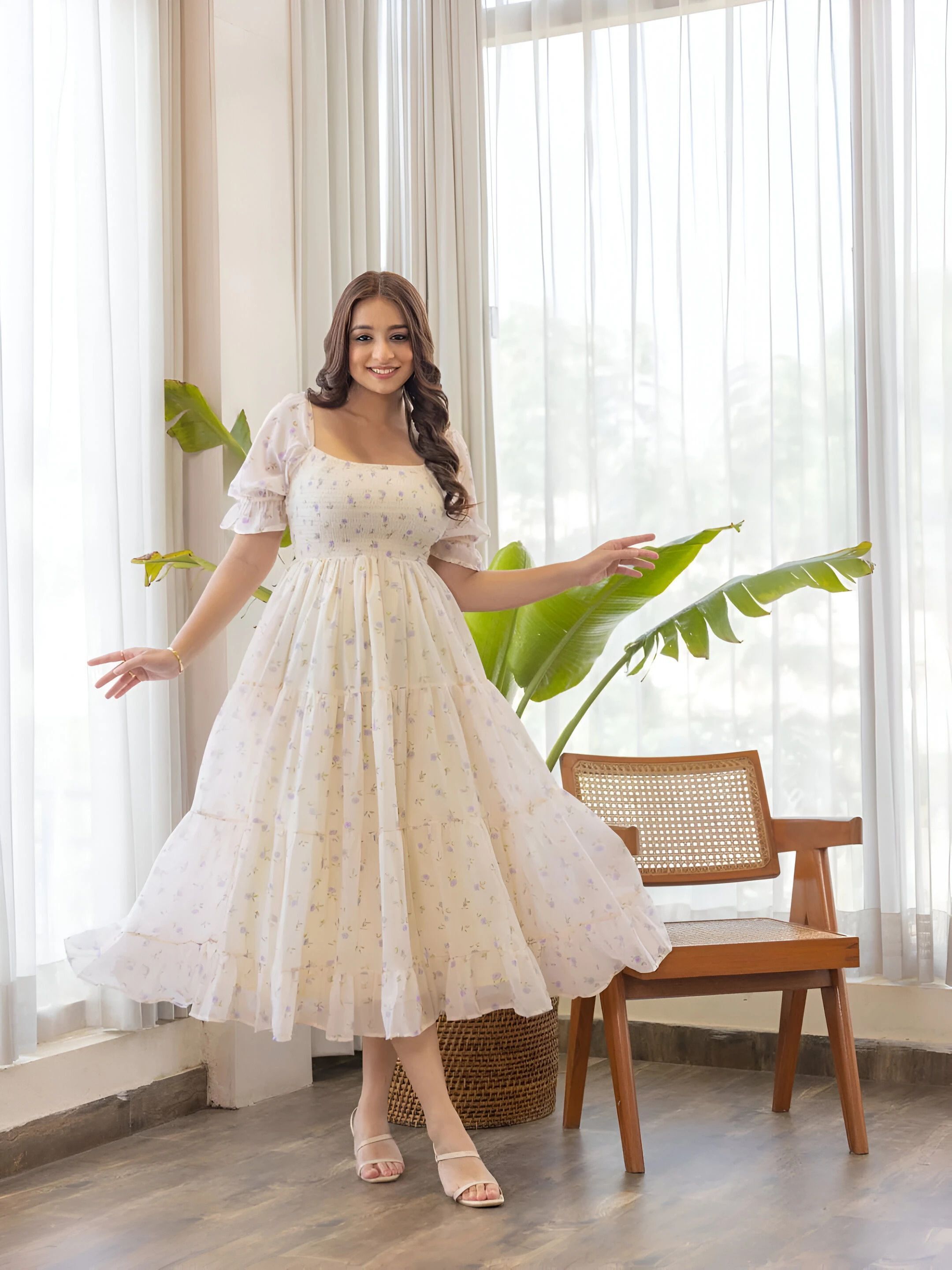 Women A-line White Maxi/Full Length Dress-image-32