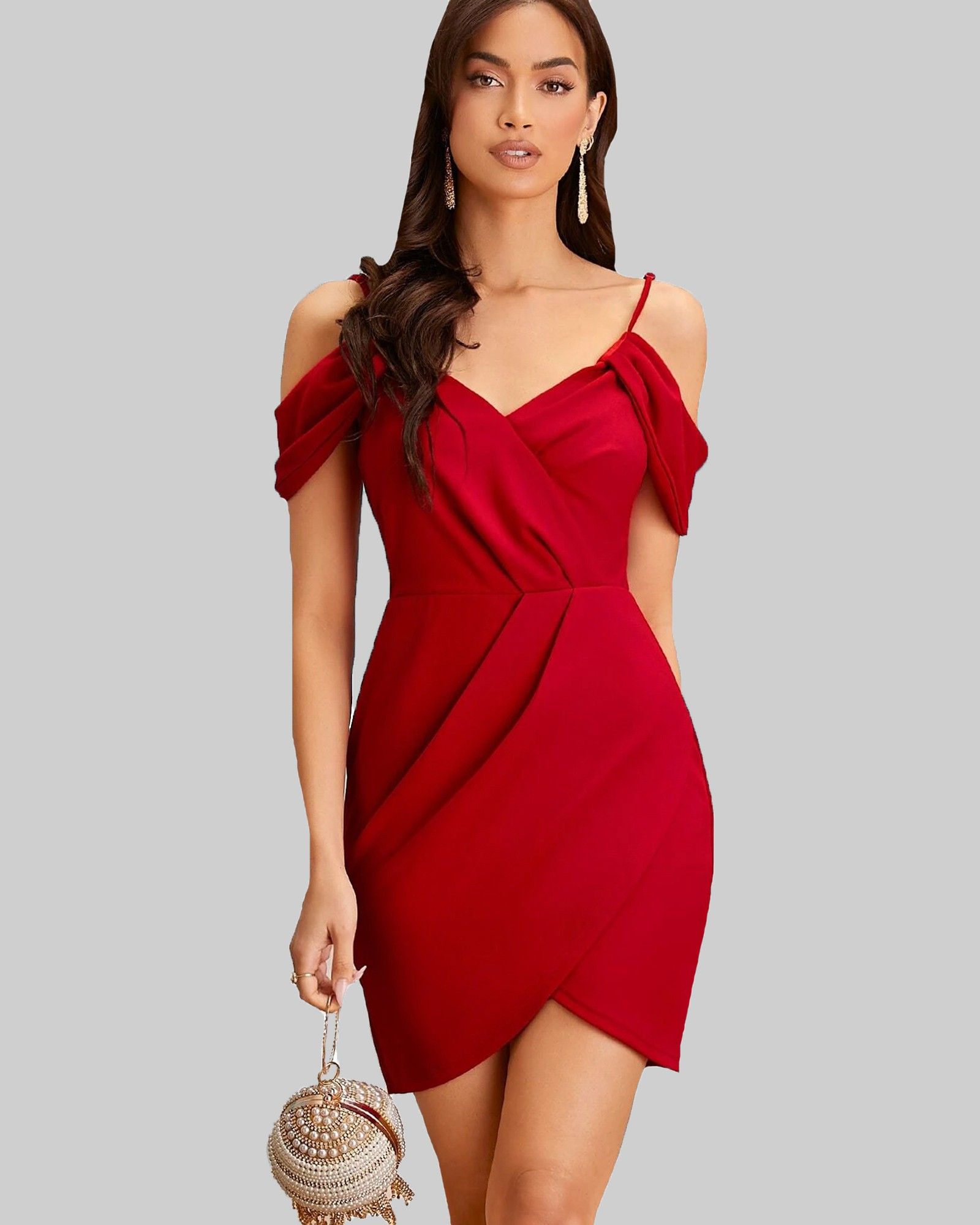 Women Bodycon Red Above Knee/Mid Thigh Length Dress-image-29