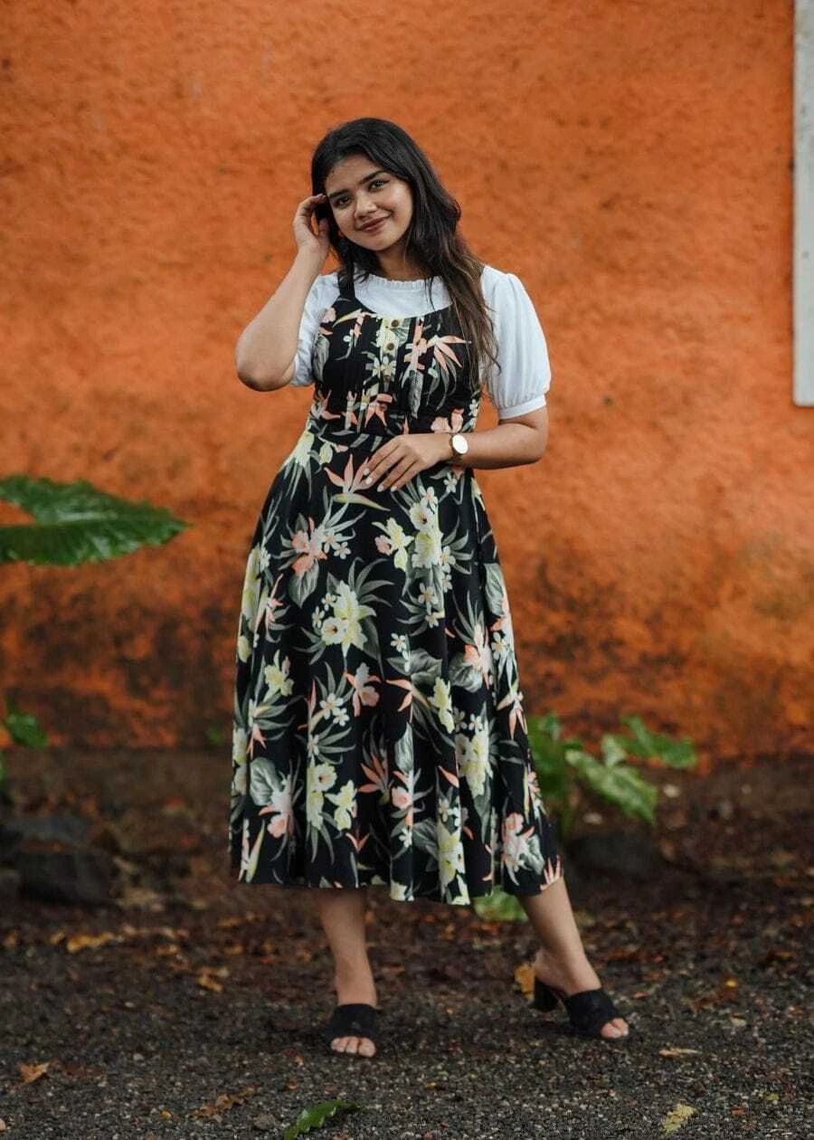 Women Fit and Flare Multicolor Midi/Calf Length Dress