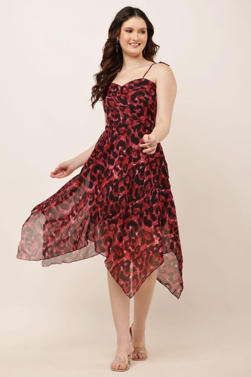 ucfashion Women Fit and Flare Red Midi/Calf Length Dress-picture-37
