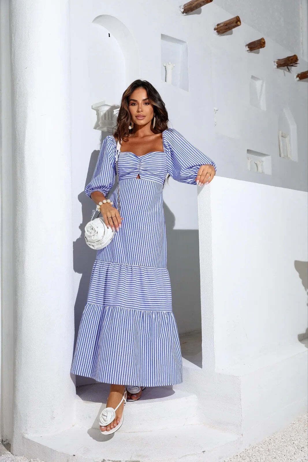 Women Fit and Flare Blue Maxi/Full Length Dress