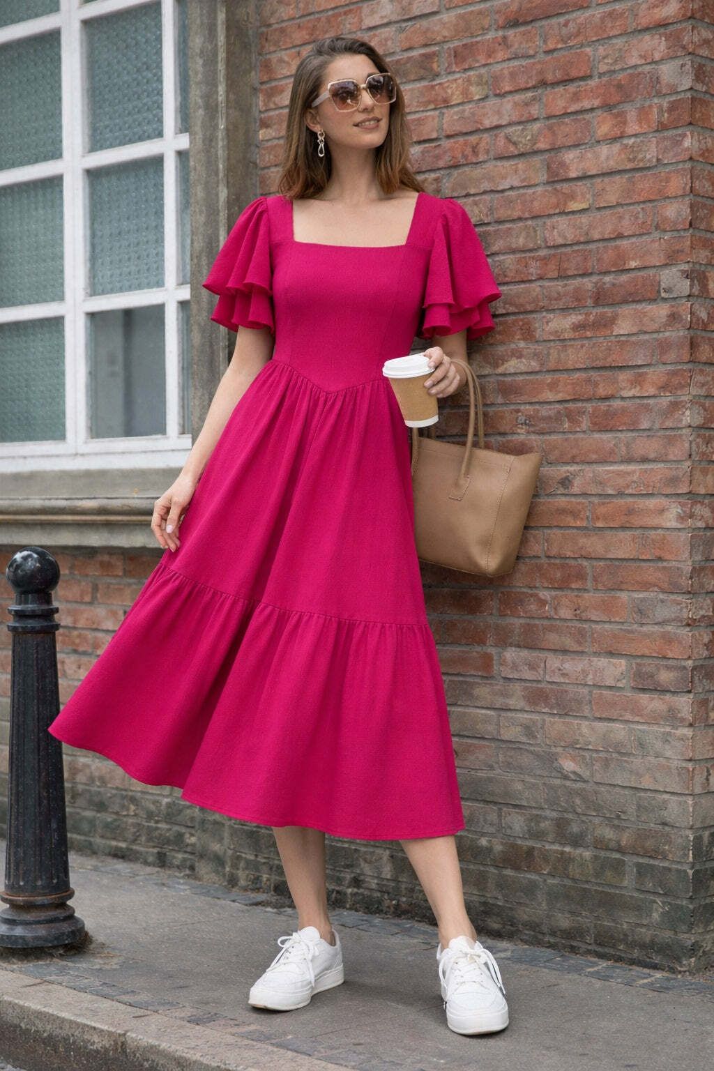 honky tonky Women Fit and Flare Pink Midi/Calf Length Dress-picture-59