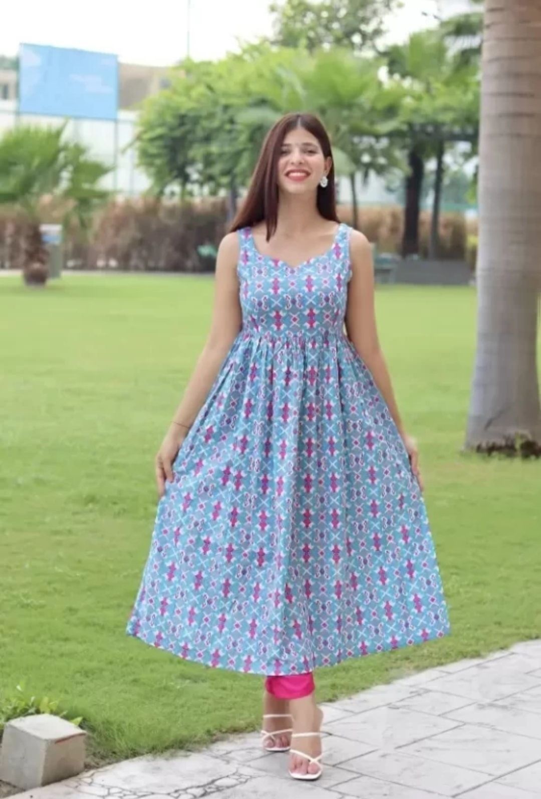 Women Ethnic Dress Blue Maxi/Full Length Dress