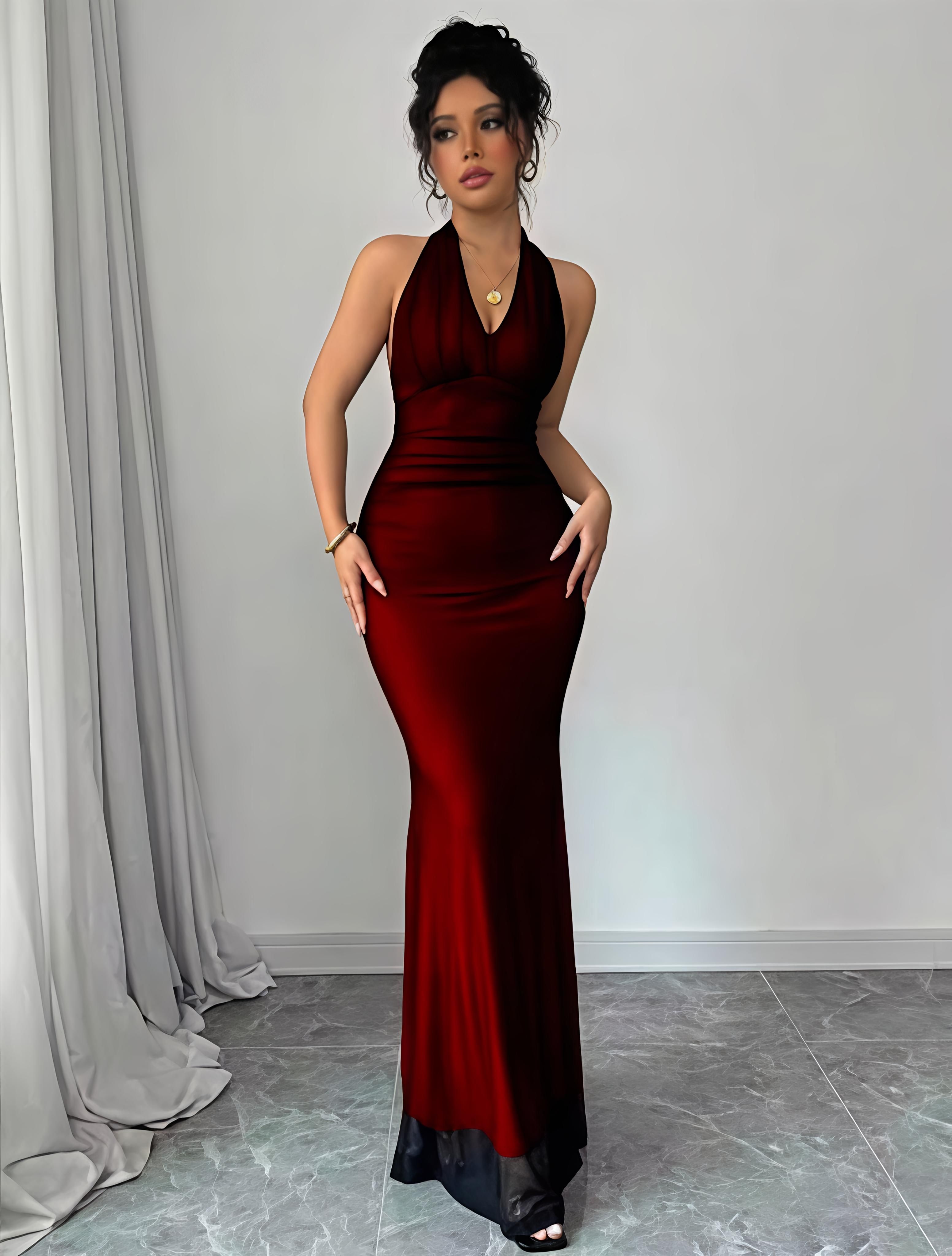 Women Bodycon Maroon Maxi/Full Length Dress-image-33