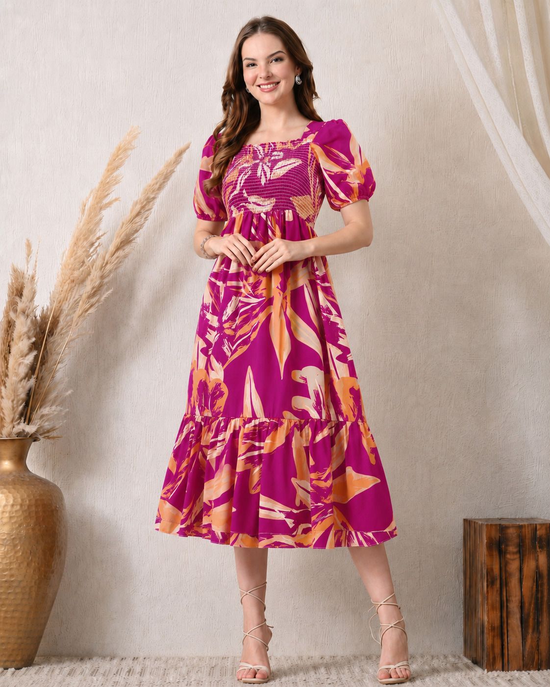 deklook Women Fit and Flare Pink Maxi/Full Length Dress-picture-14