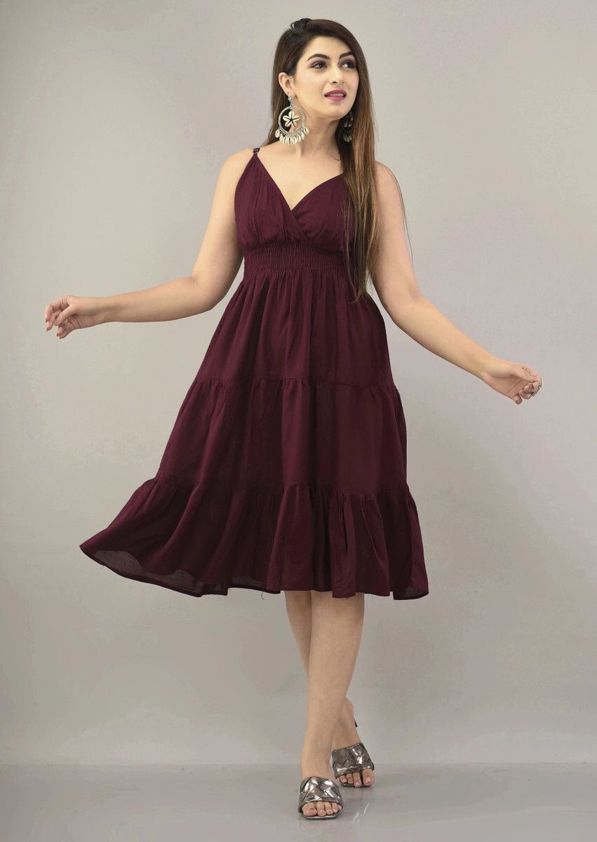 houseofcommon Women A-line Purple Knee Length Dress-picture-12