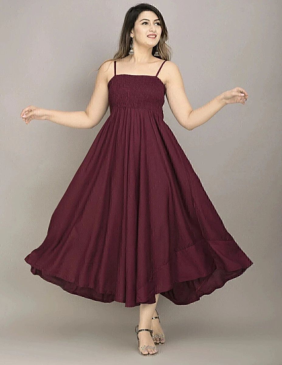 vymo Women Fit and Flare Purple Maxi/Full Length Dress-picture-1
